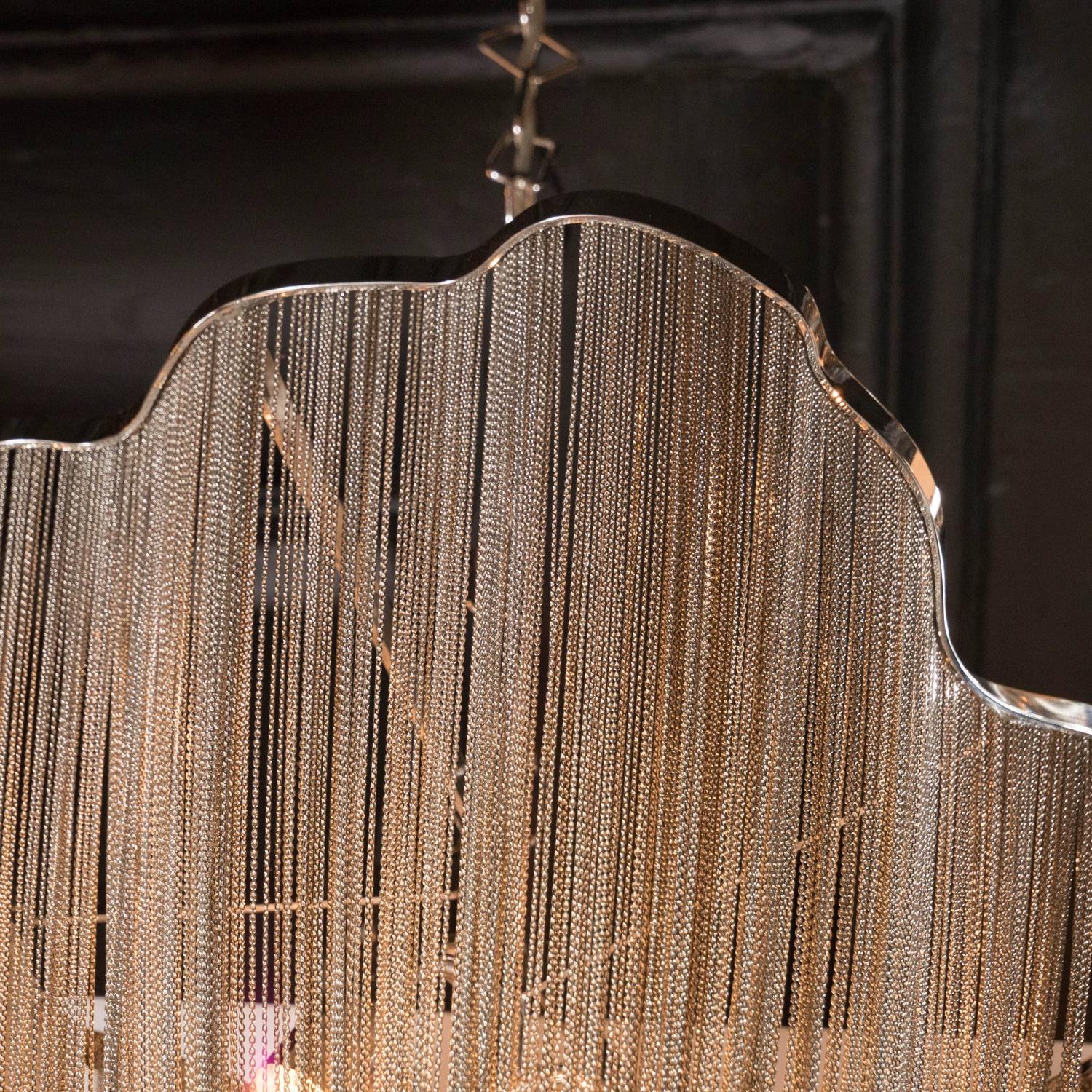 Modern Polished Stainless Steel Mesh "Atlantis" Chandelier by Barlas