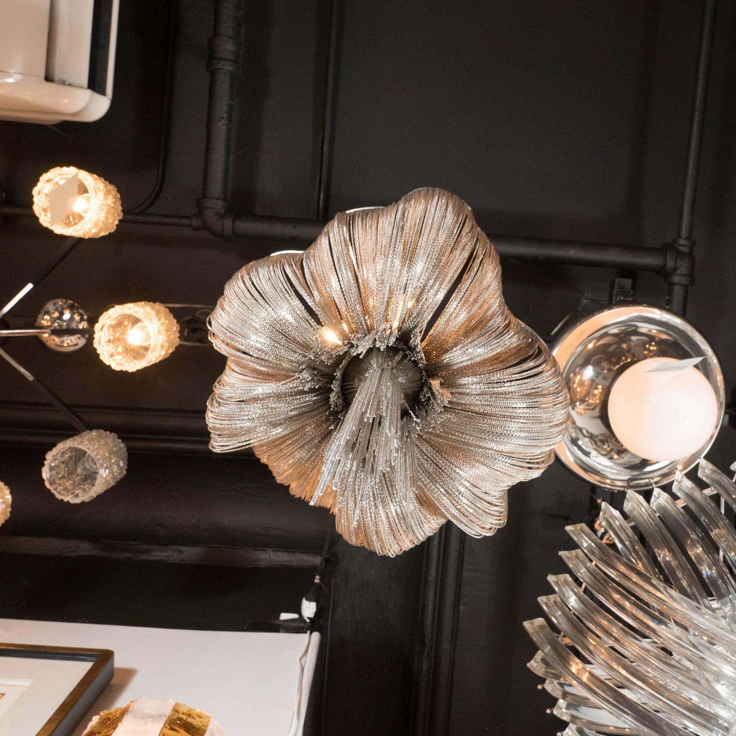 Modern Polished Stainless Steel Mesh "Atlantis" Chandelier by Barlas