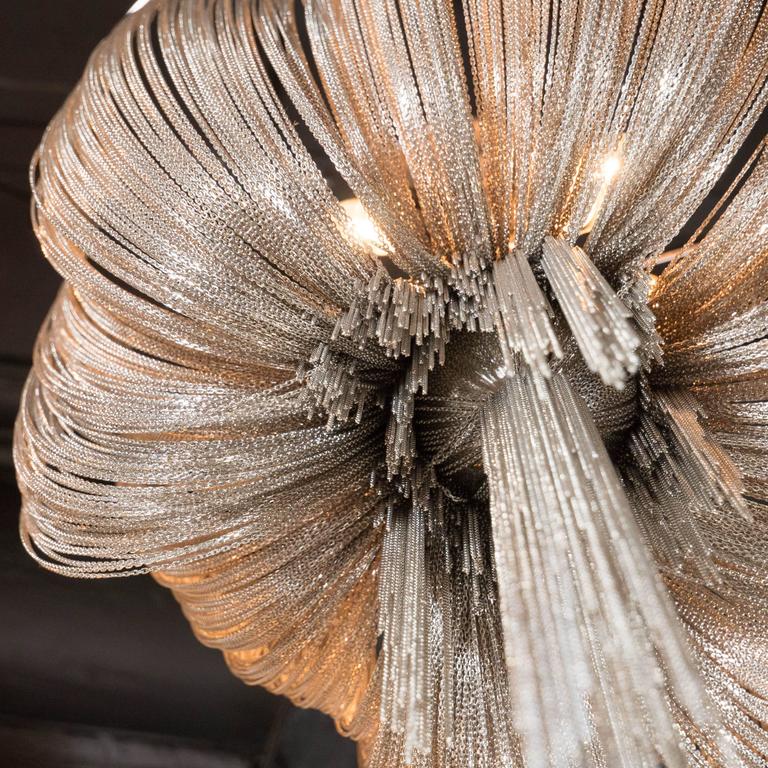 Modern Polished Stainless Steel Mesh "Atlantis" Chandelier by Barlas