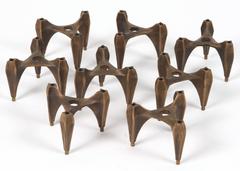 Set of Eight Brass Caesar Stoffi and Fritz Nagel Candleholders