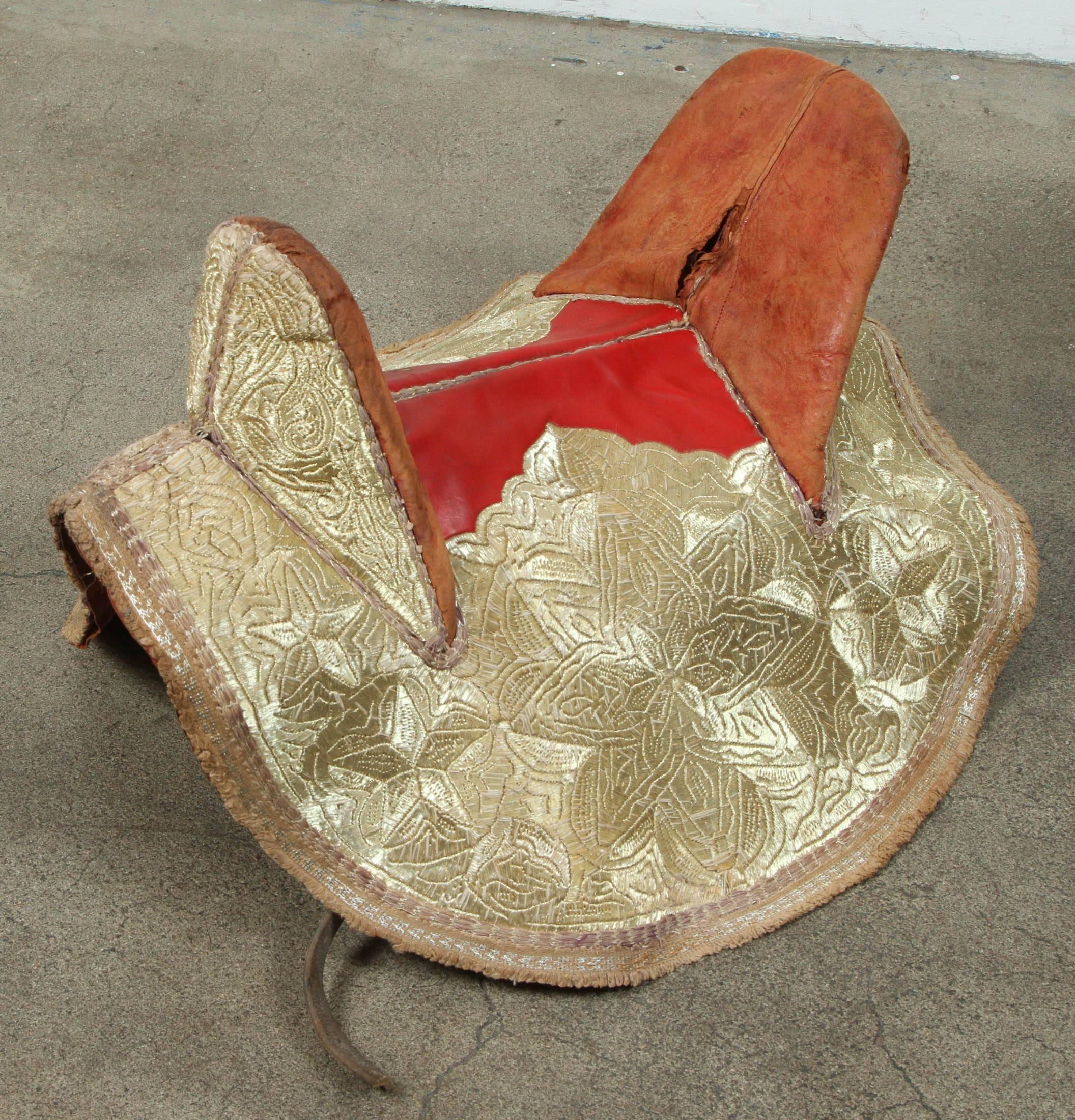 Embroidered Collector Moroccan Ceremonial Gold Horse Saddle Set