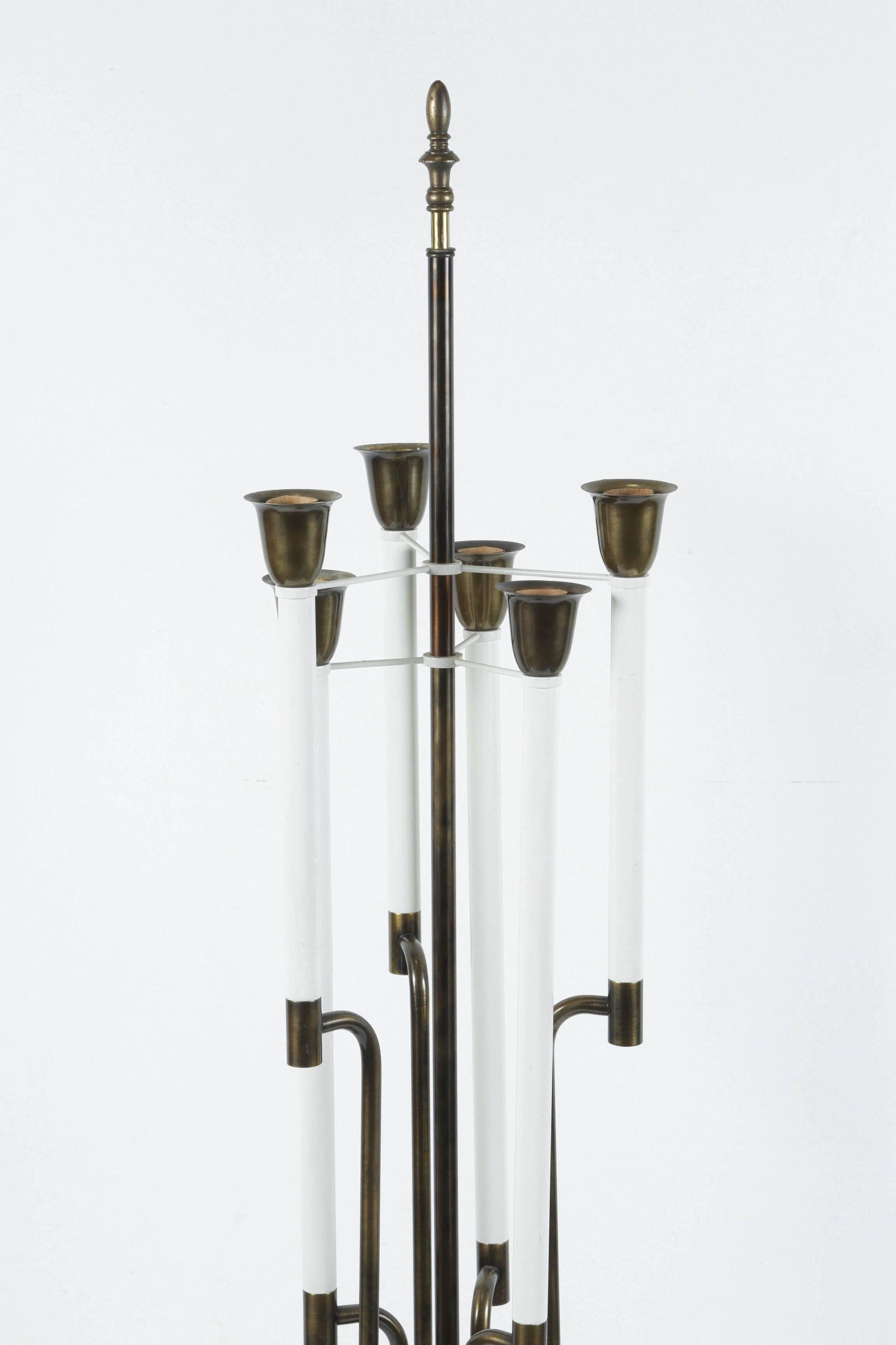 Mid-20th Century Brass and Marble Tommi Parzinger Stiffel Brass Plated Lamp For Sale