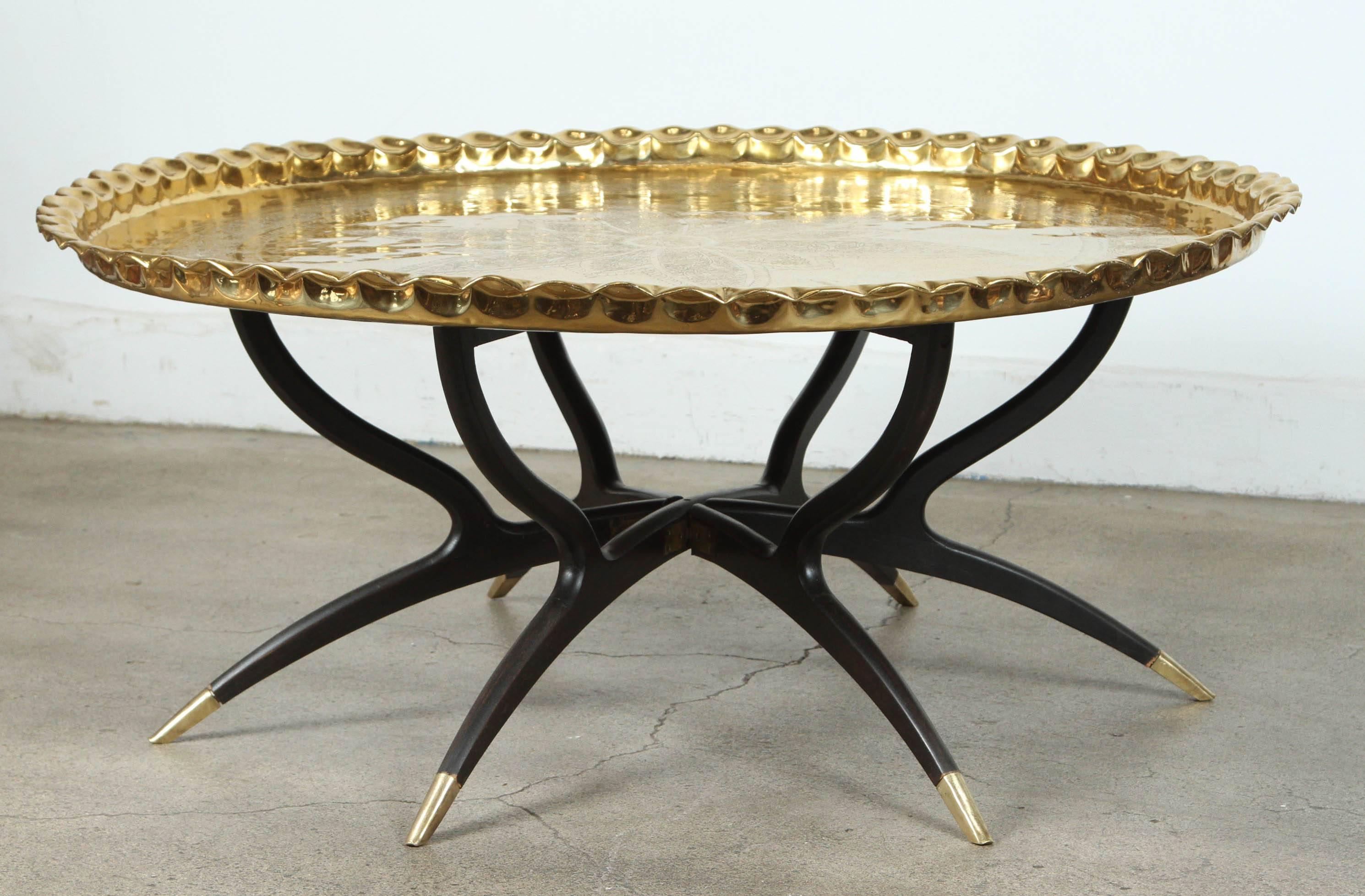 brass tray table with spider legs