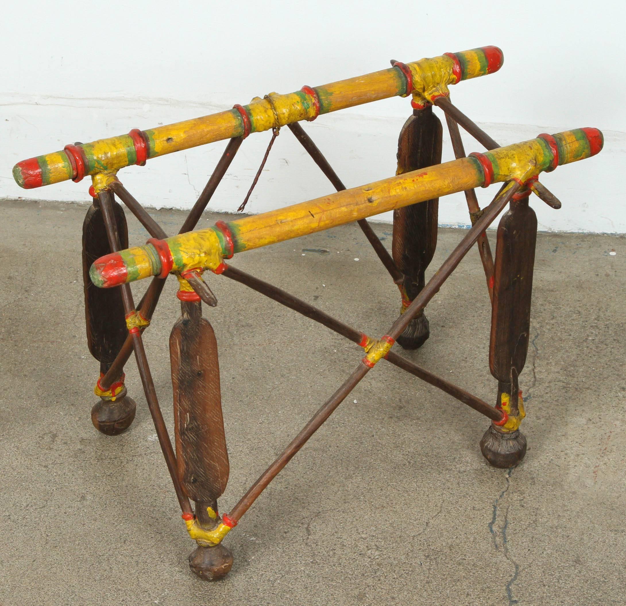 Hand-Carved African Tribal Tuareg Camel Saddle Stand Side Table