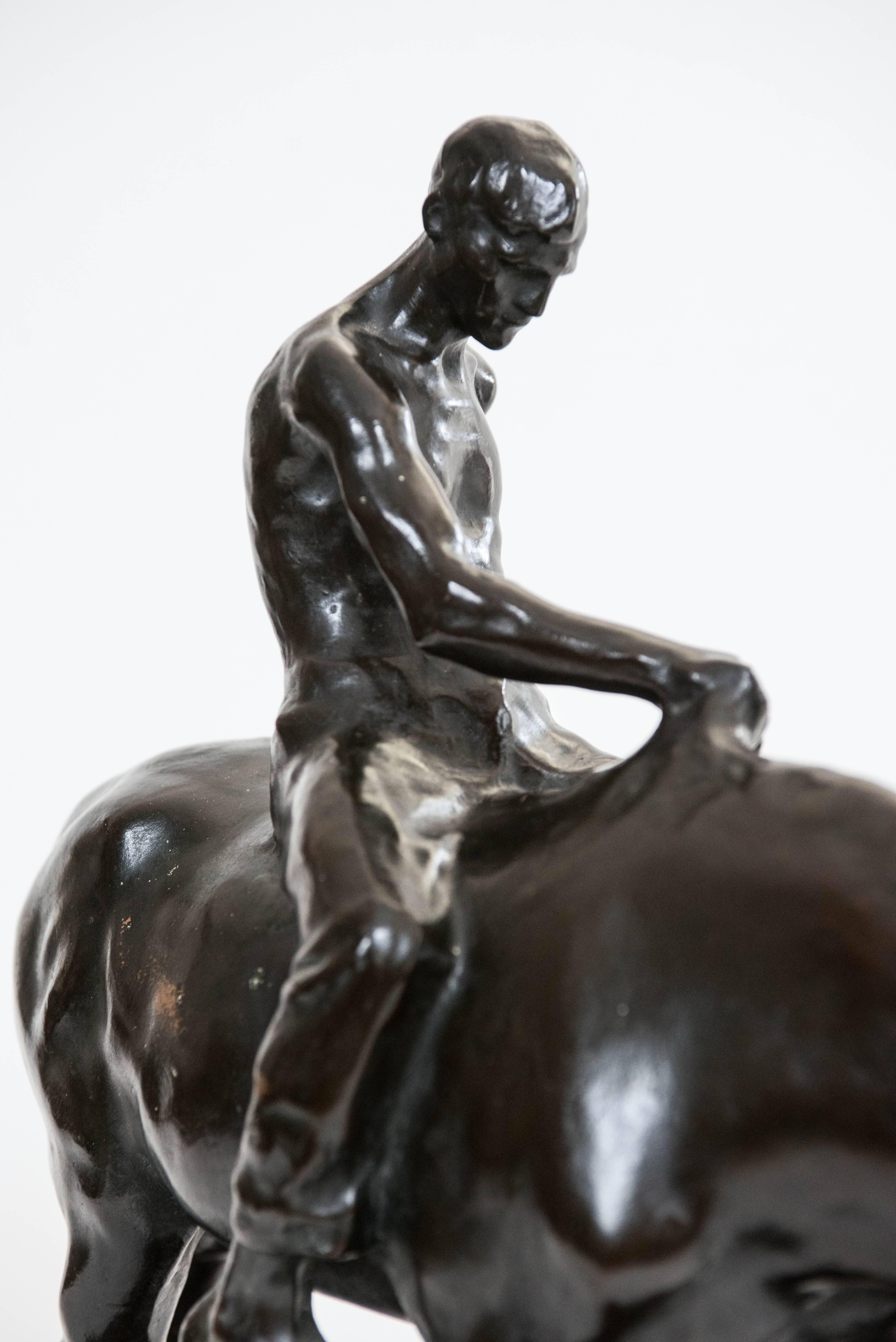 German Julius Obst Bronze Sculpture Cavalier