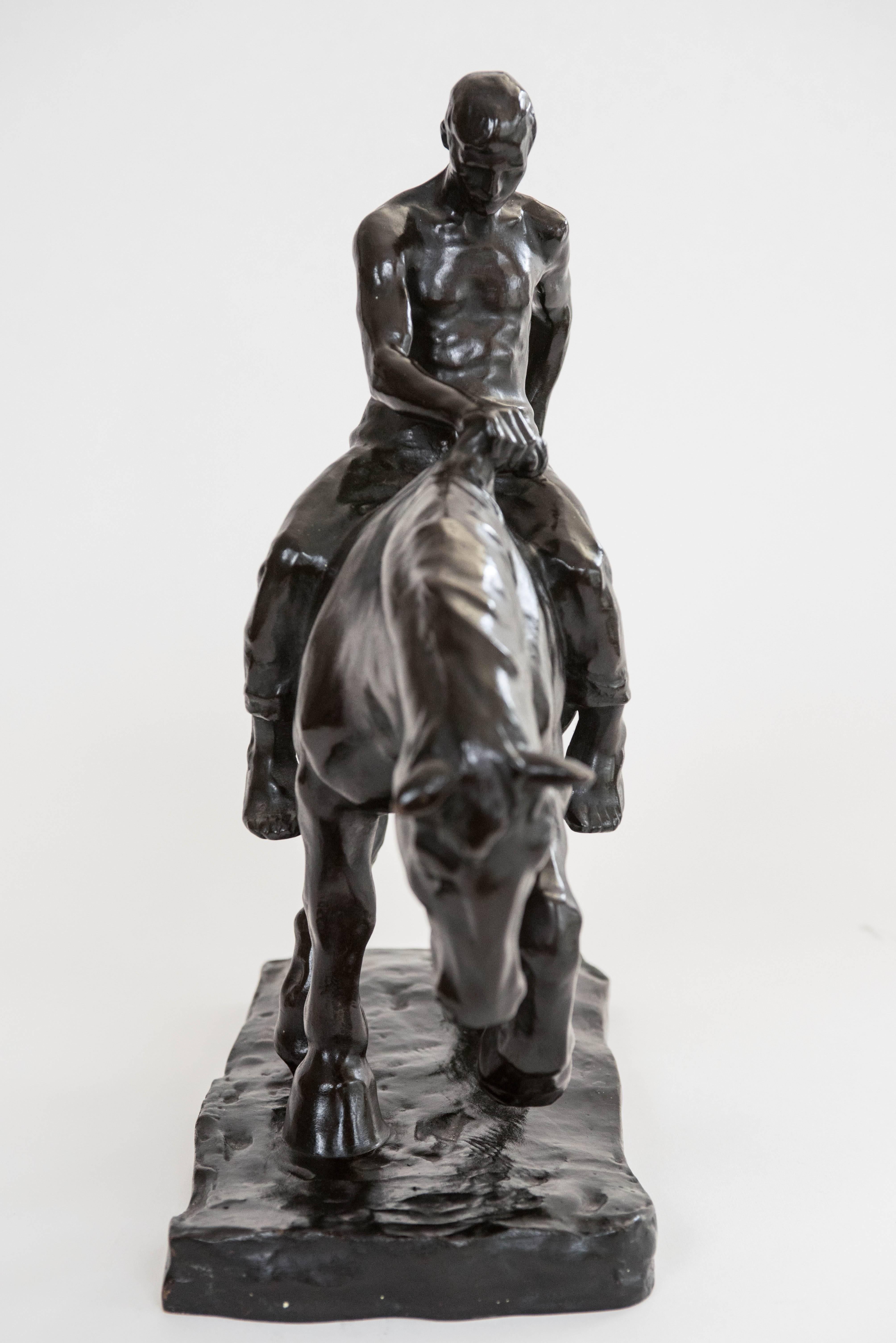 Julius Obst Bronze Sculpture Cavalier In Fair Condition In Toronto, ON