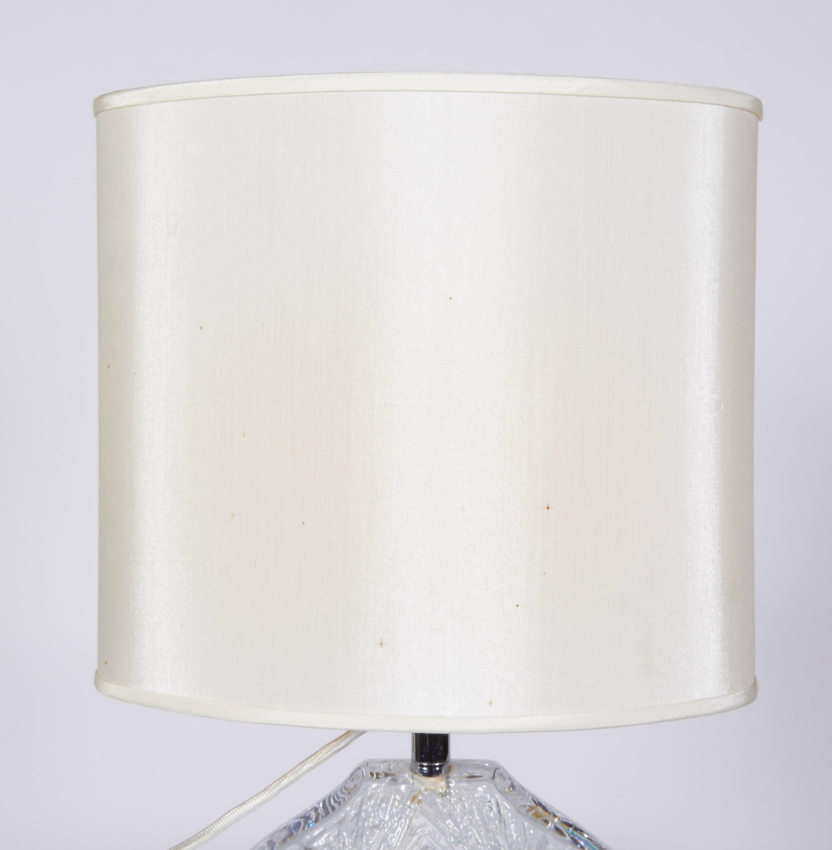 French 1970s Daum France Abstract Crystal Base Table Lamp