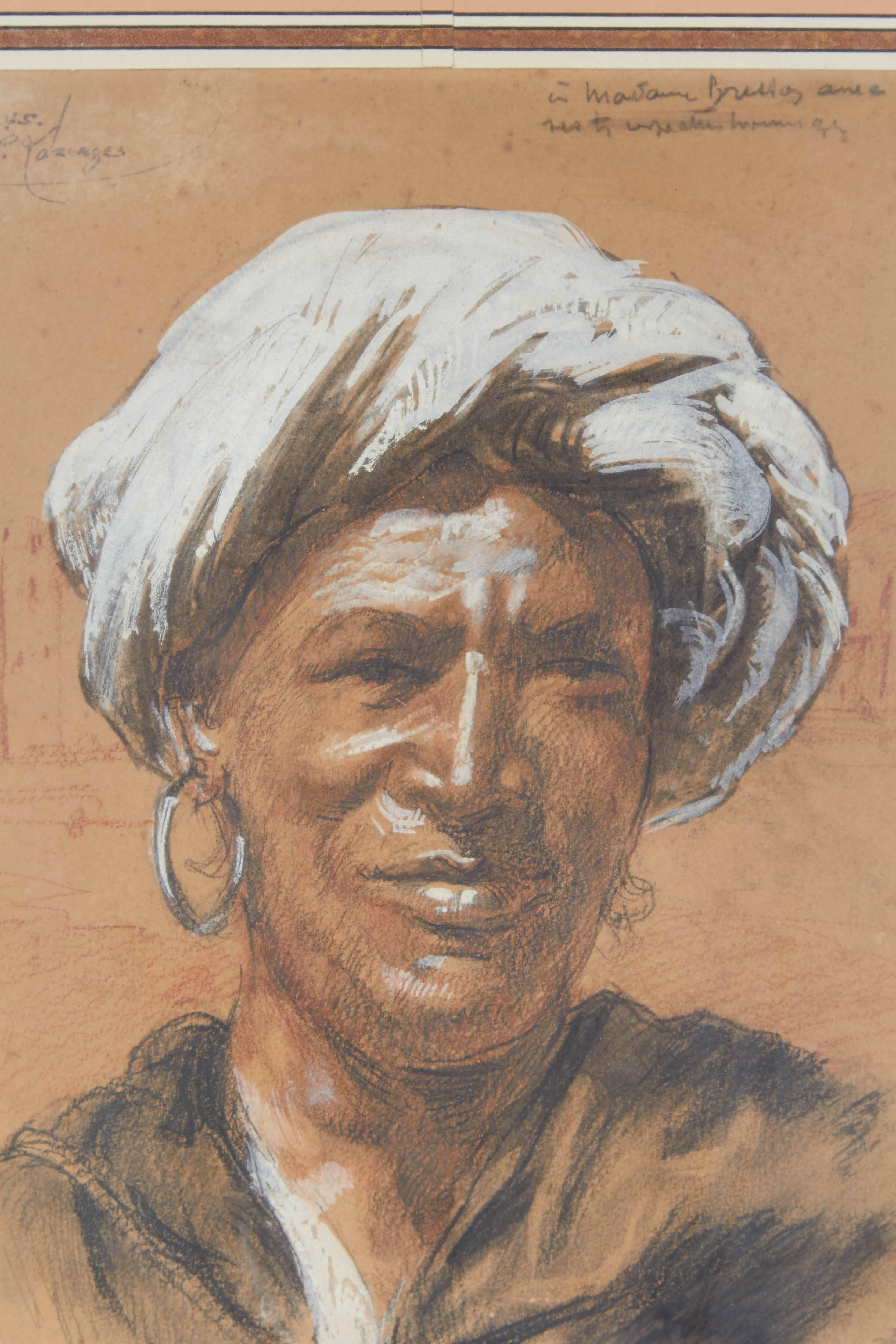 Portrait of Man in Turban with Earring by Jean-Baptiste Paul Lazerges In Good Condition In New York, NY