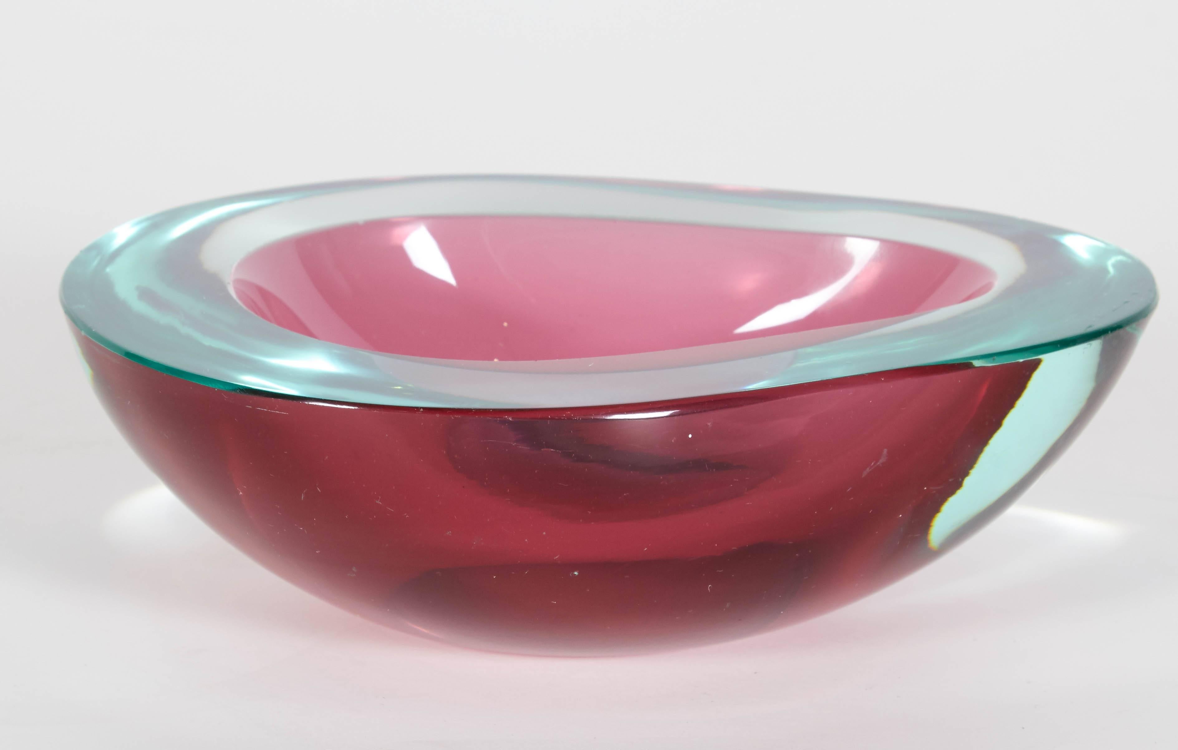 Mid-Century Modern Italian Cenedese Sommerso Geode Art Glass Bowl For Sale