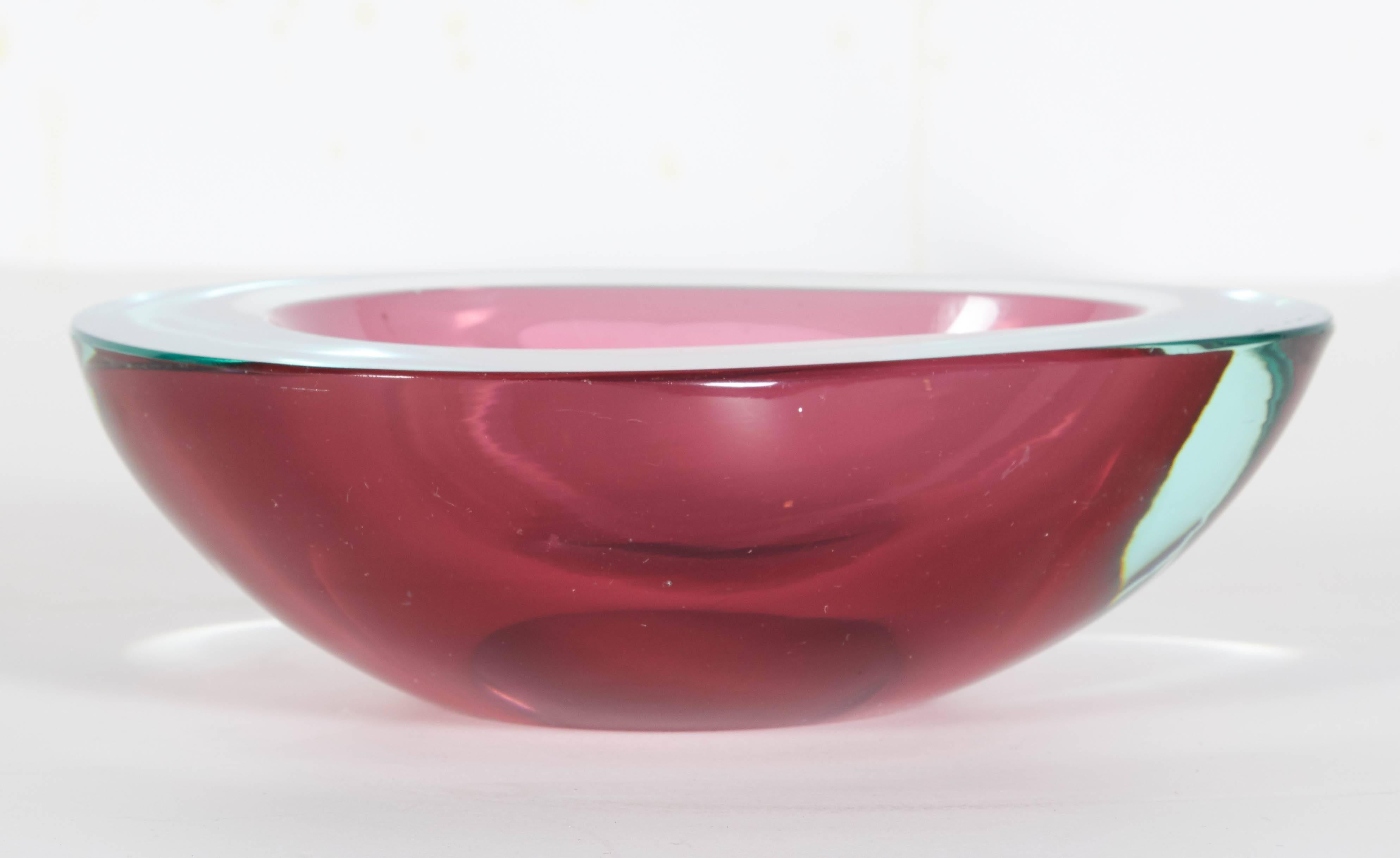 Italian Cenedese Sommerso Geode Art Glass Bowl In Good Condition For Sale In New York, NY