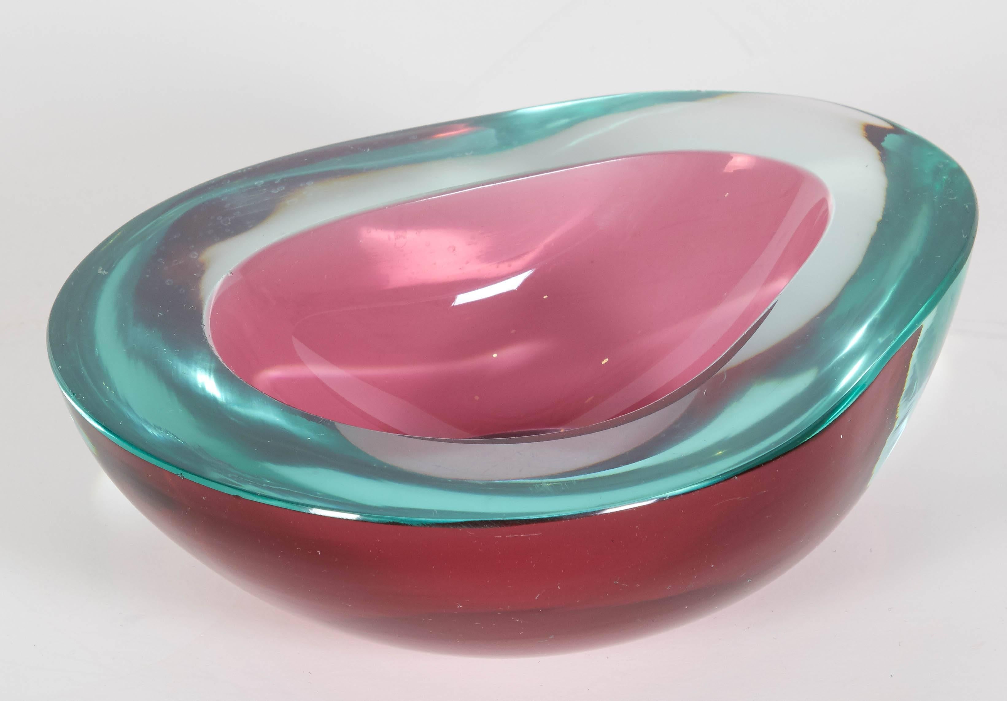 20th Century Italian Cenedese Sommerso Geode Art Glass Bowl For Sale