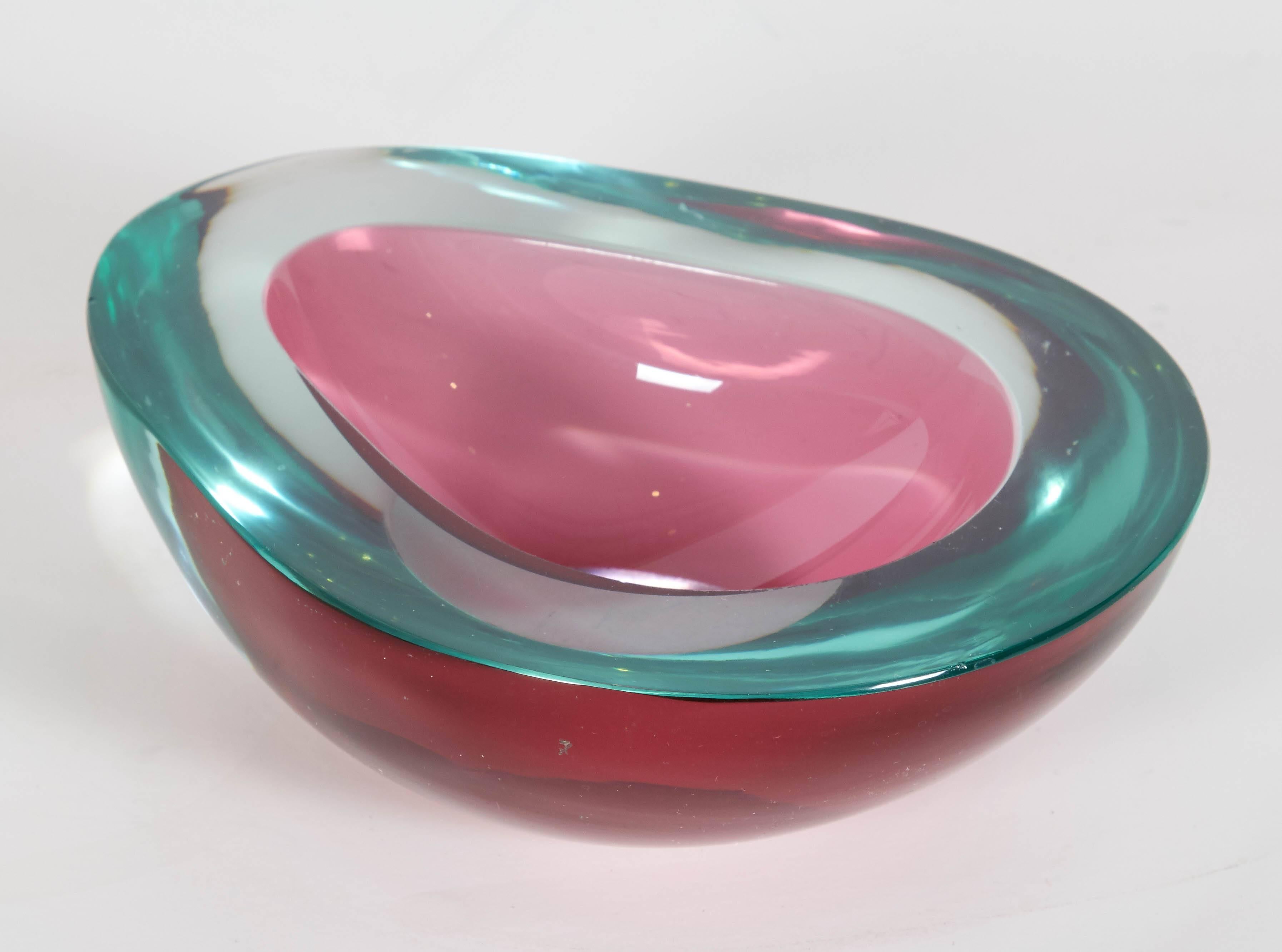 Italian Cenedese Sommerso Geode Art Glass Bowl For Sale 1