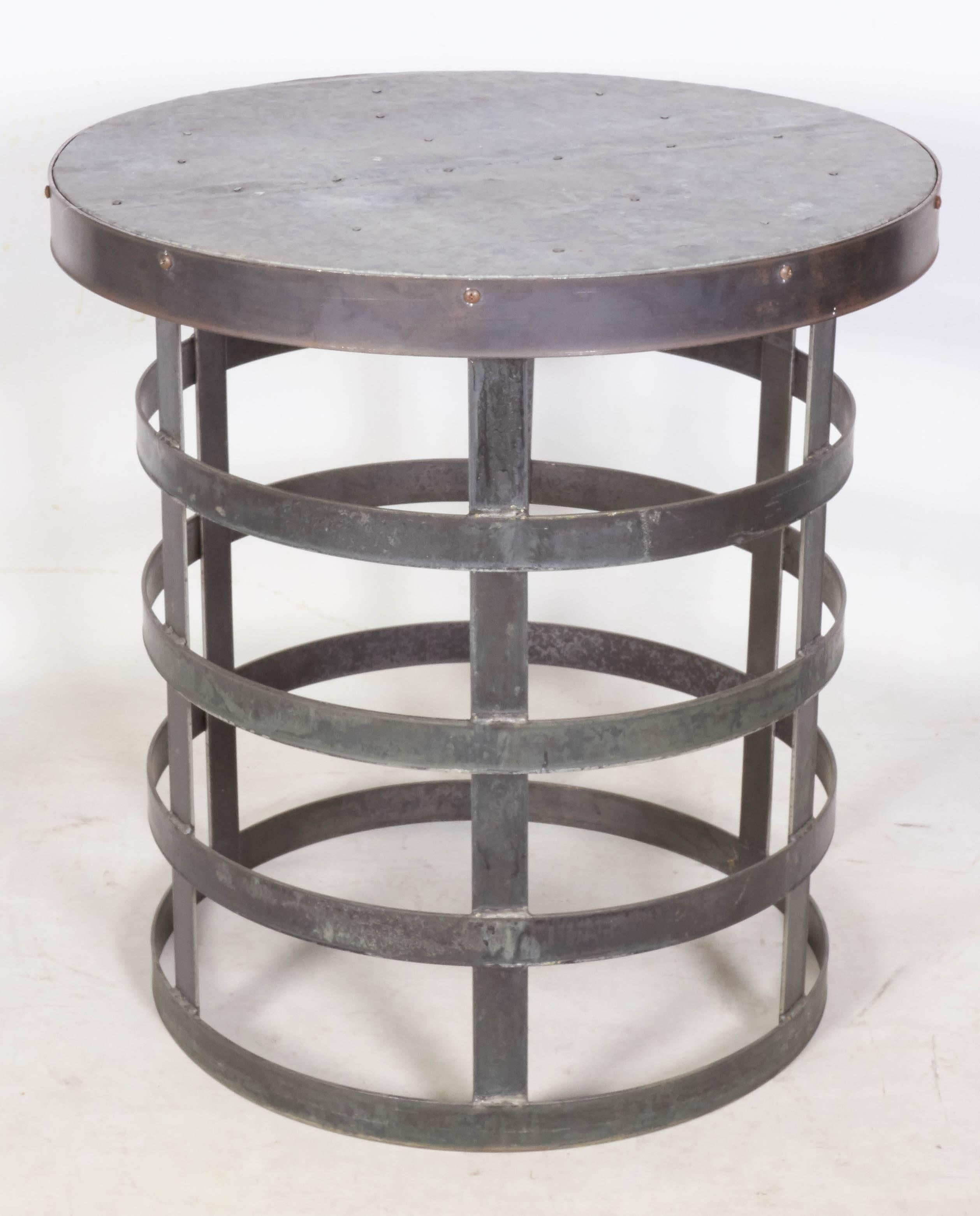 20th Century Pair of Rustic Tables Crafted in Galvanized Zinc