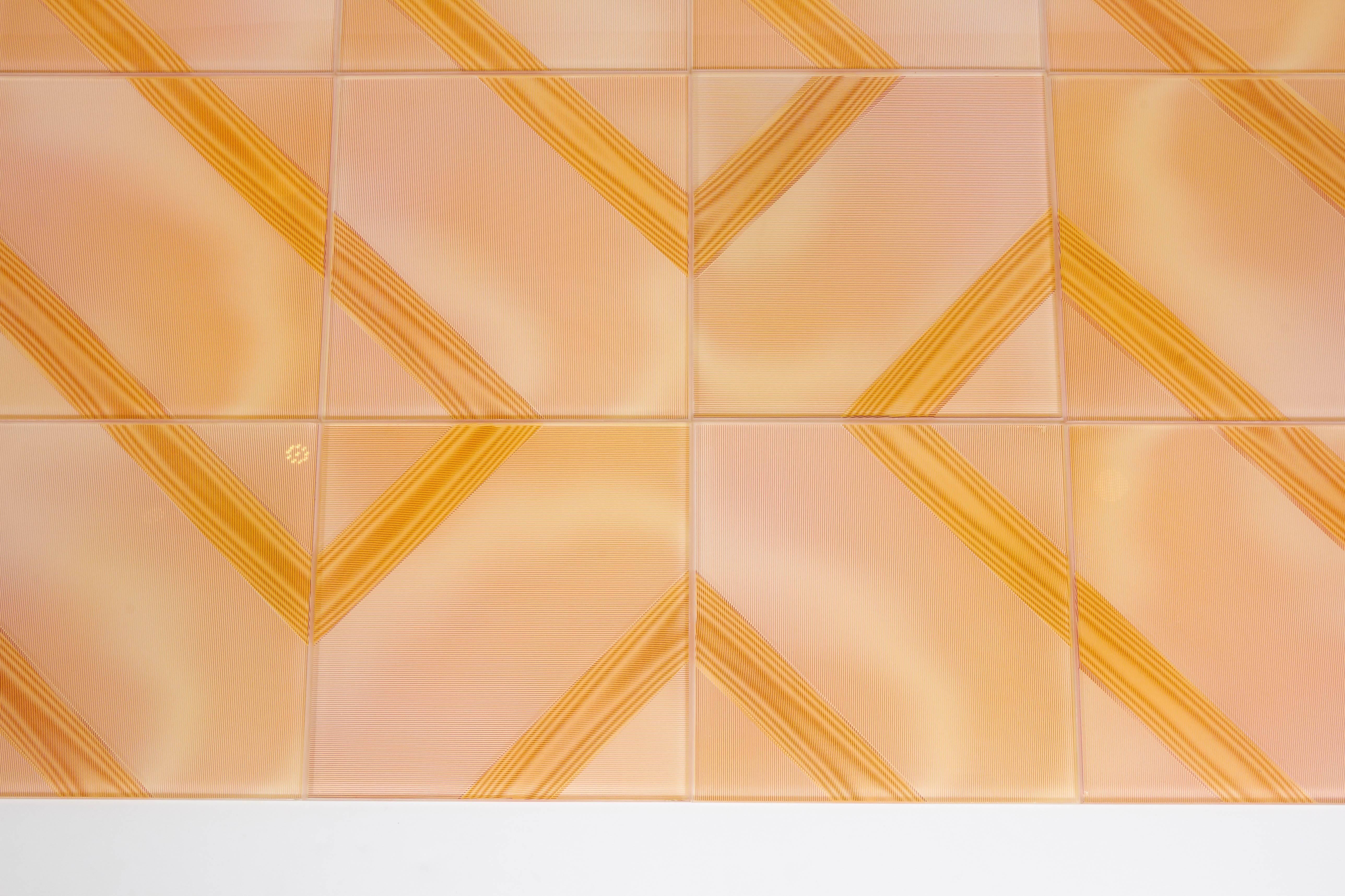 Mid-Century Modern Wonderful Optic Art Glass Wall Tiles