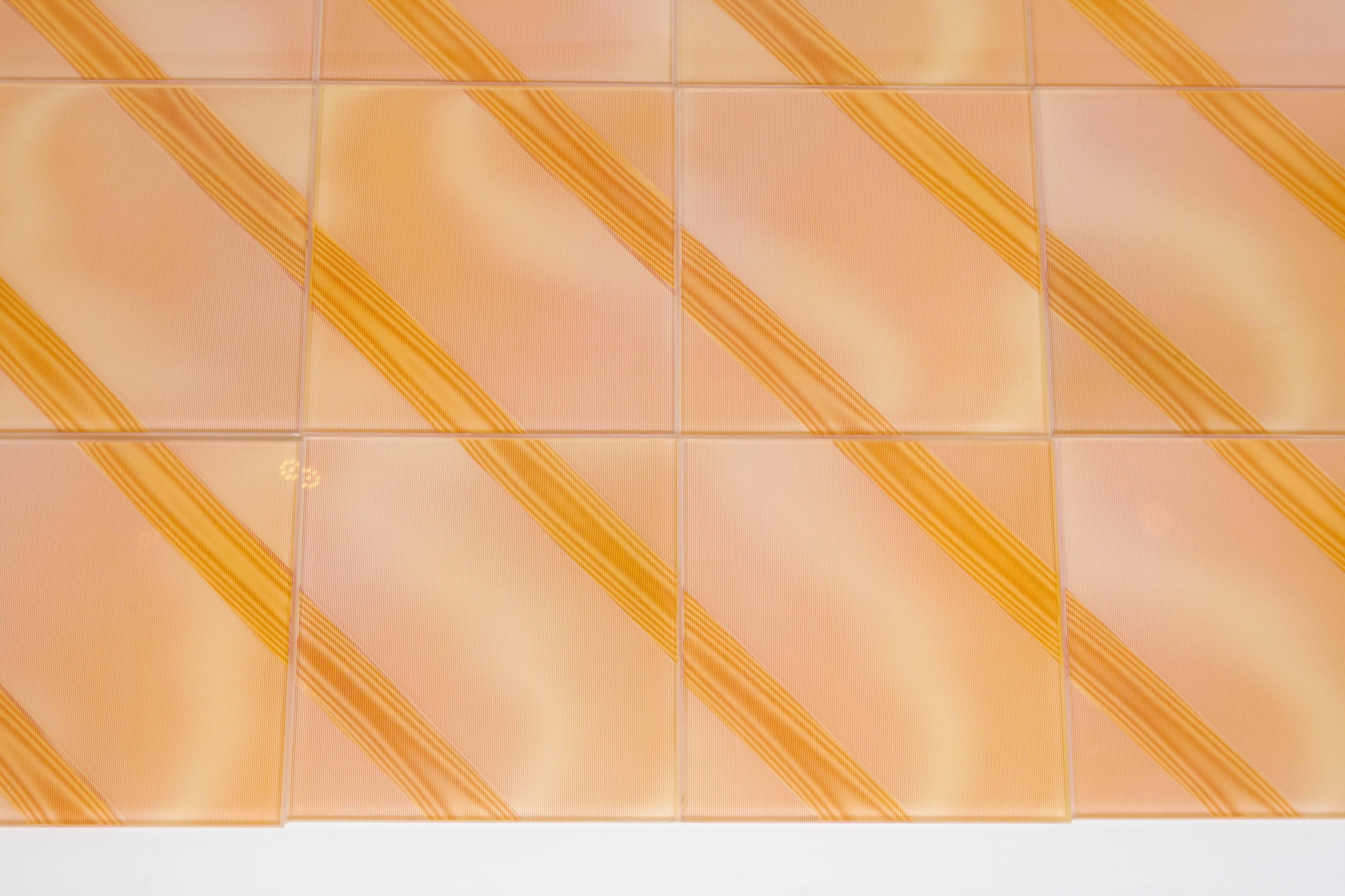 20th Century Wonderful Optic Art Glass Wall Tiles