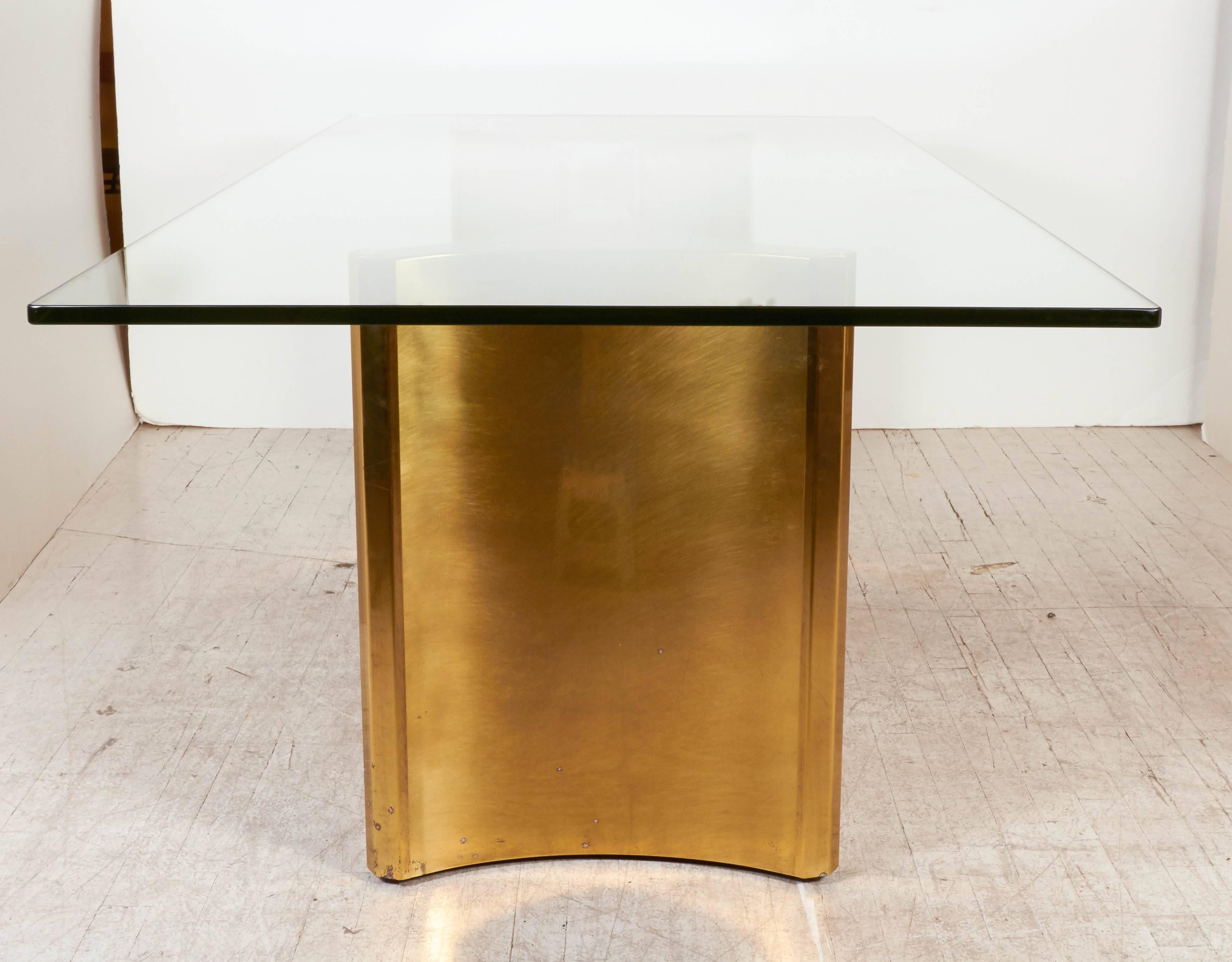 20th Century Double Brass Pedestal Dining Table by Mastercraft For Sale