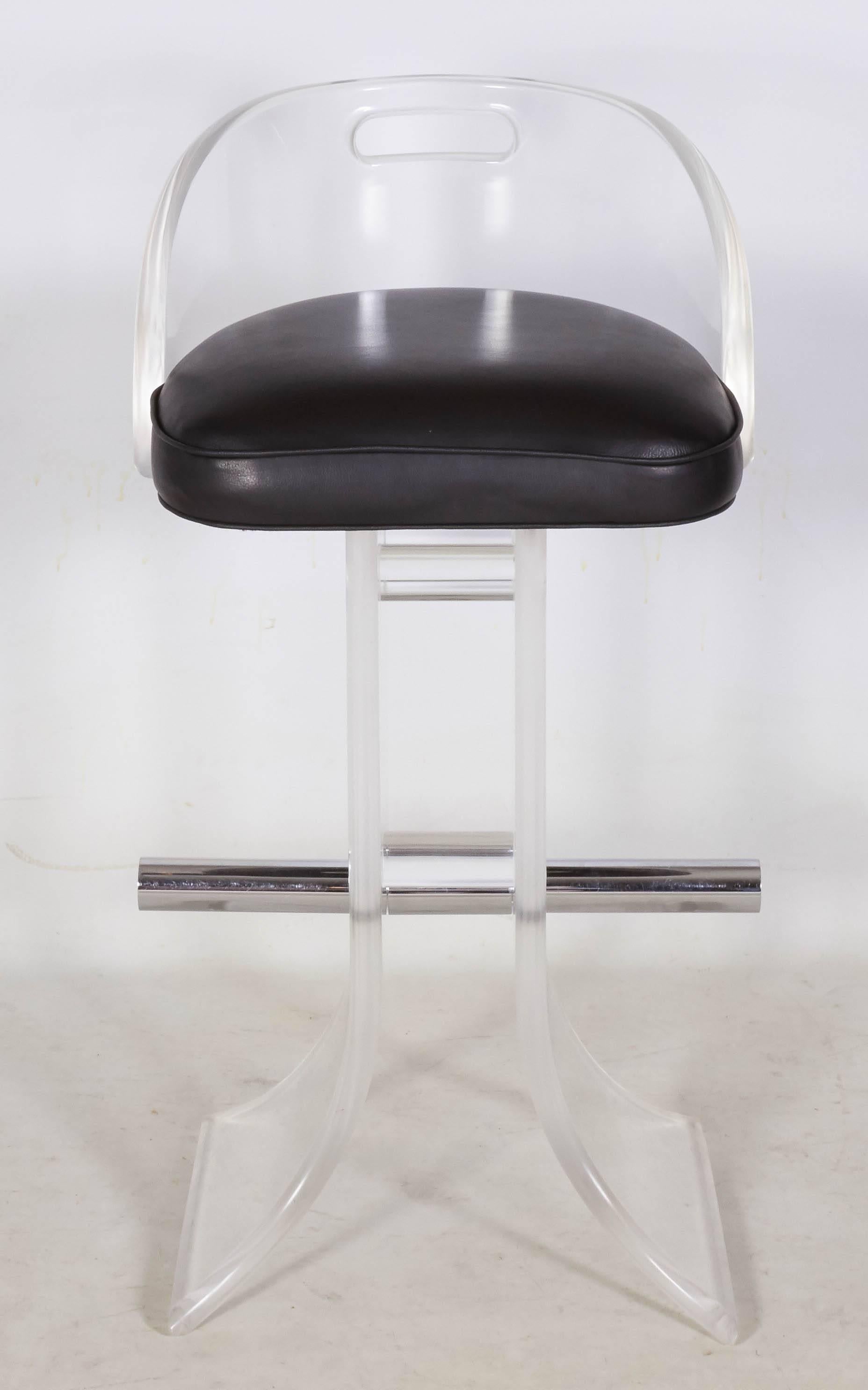 Mid-Century Modern Pair of Lucite Bar Stools by Charles Hollis Jones