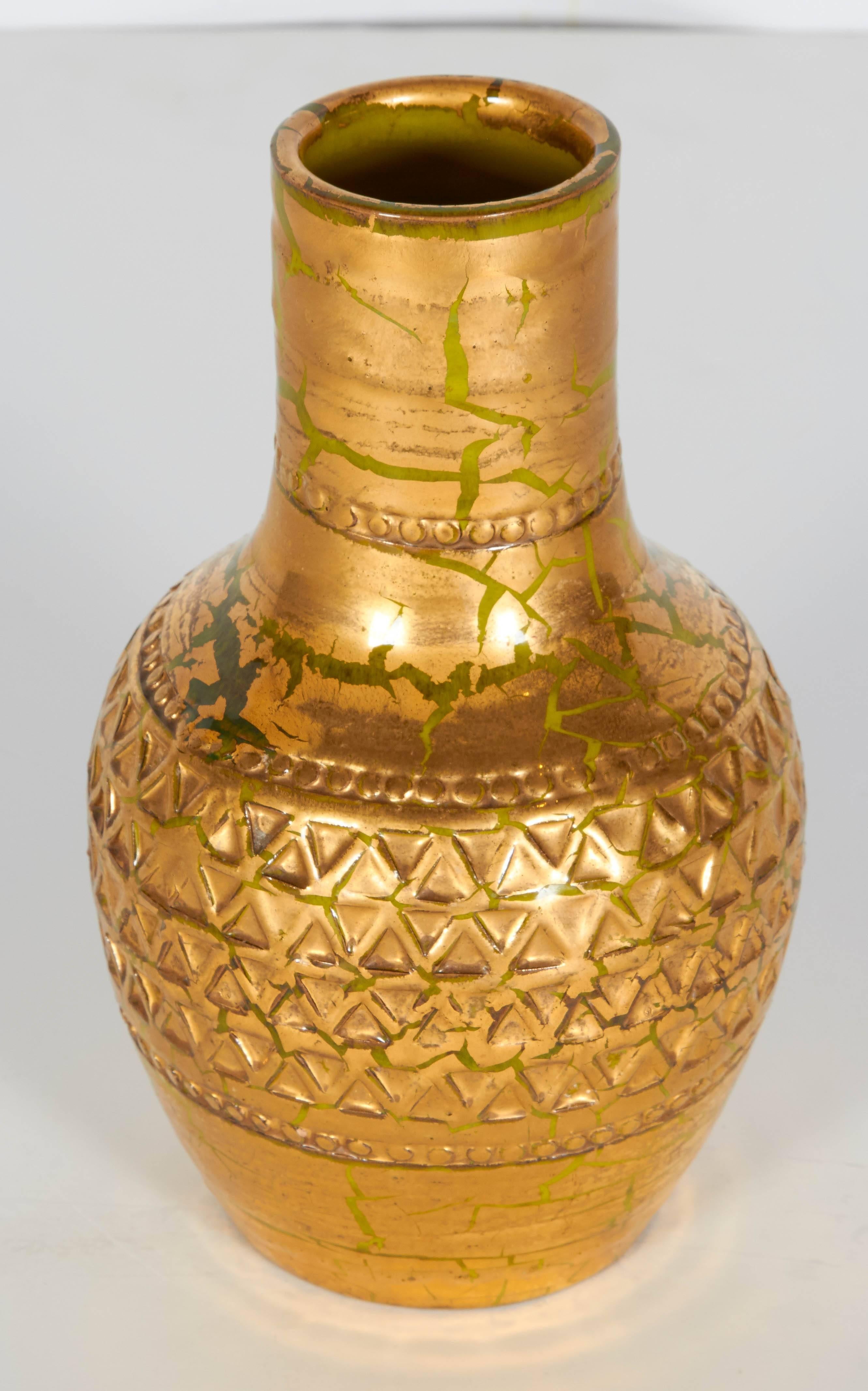 Mid-Century Modern Gold Splash Vase by Aldo Londi for Bitossi