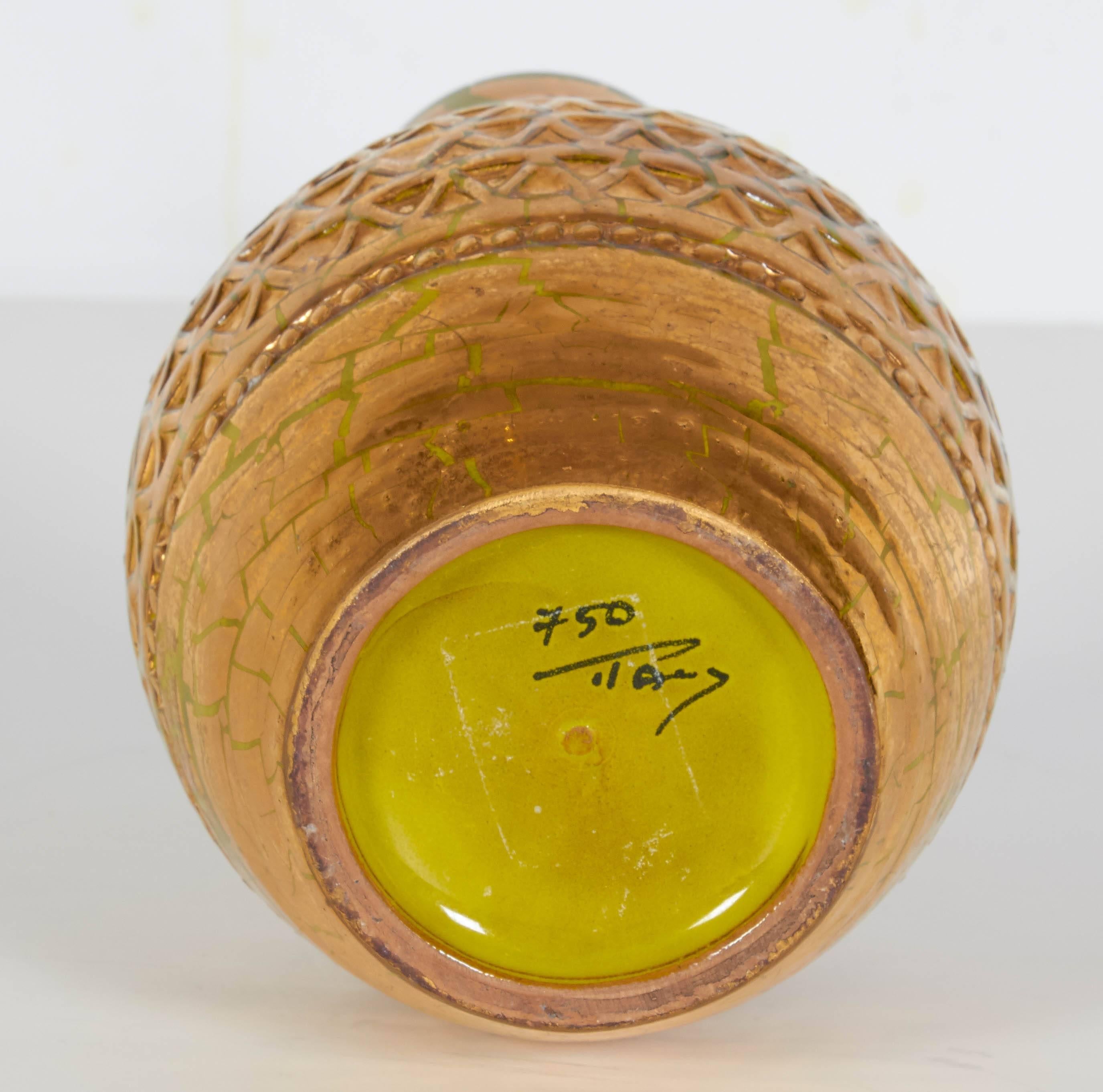 Italian Gold Splash Vase by Aldo Londi for Bitossi