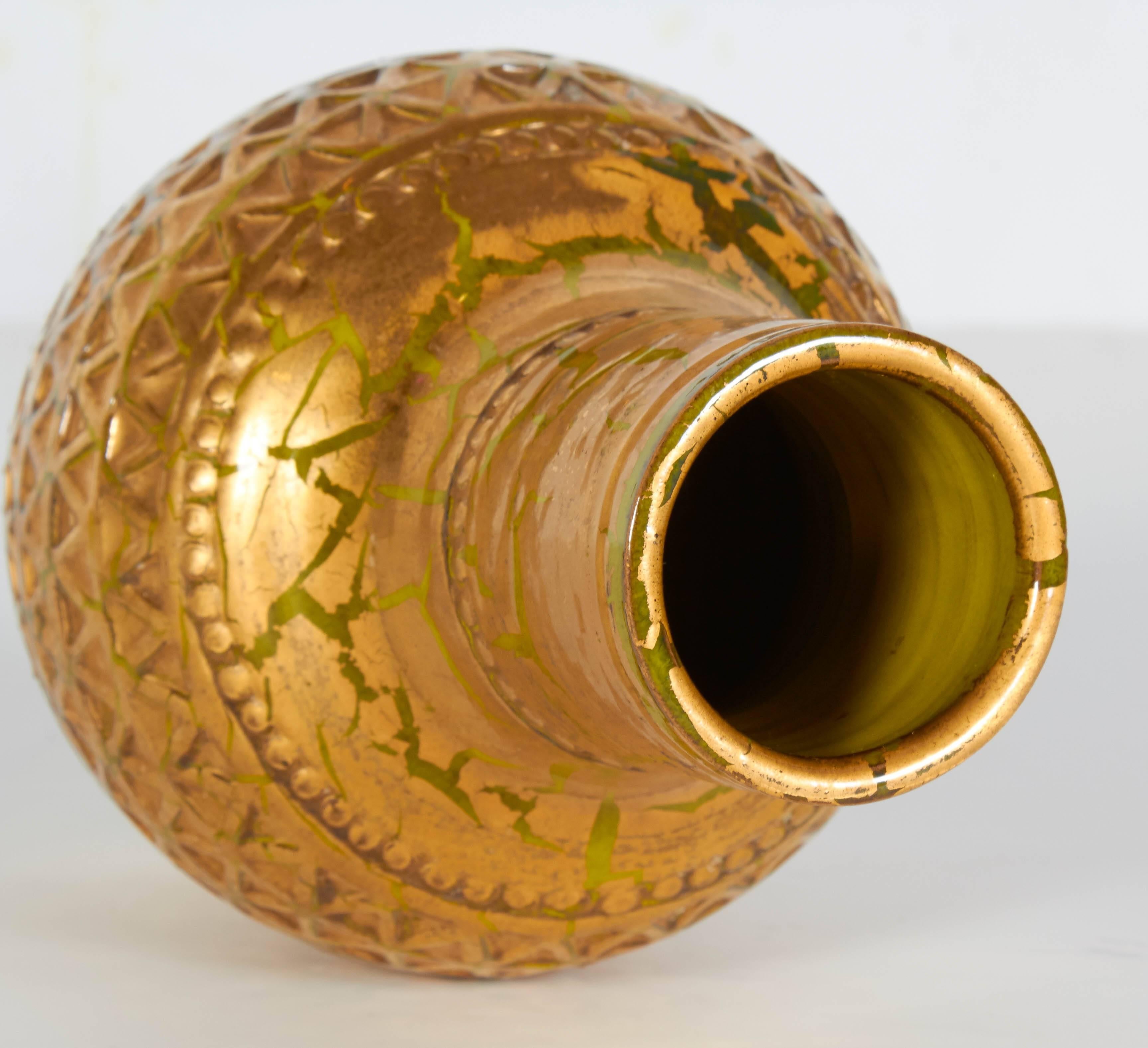Glazed Gold Splash Vase by Aldo Londi for Bitossi