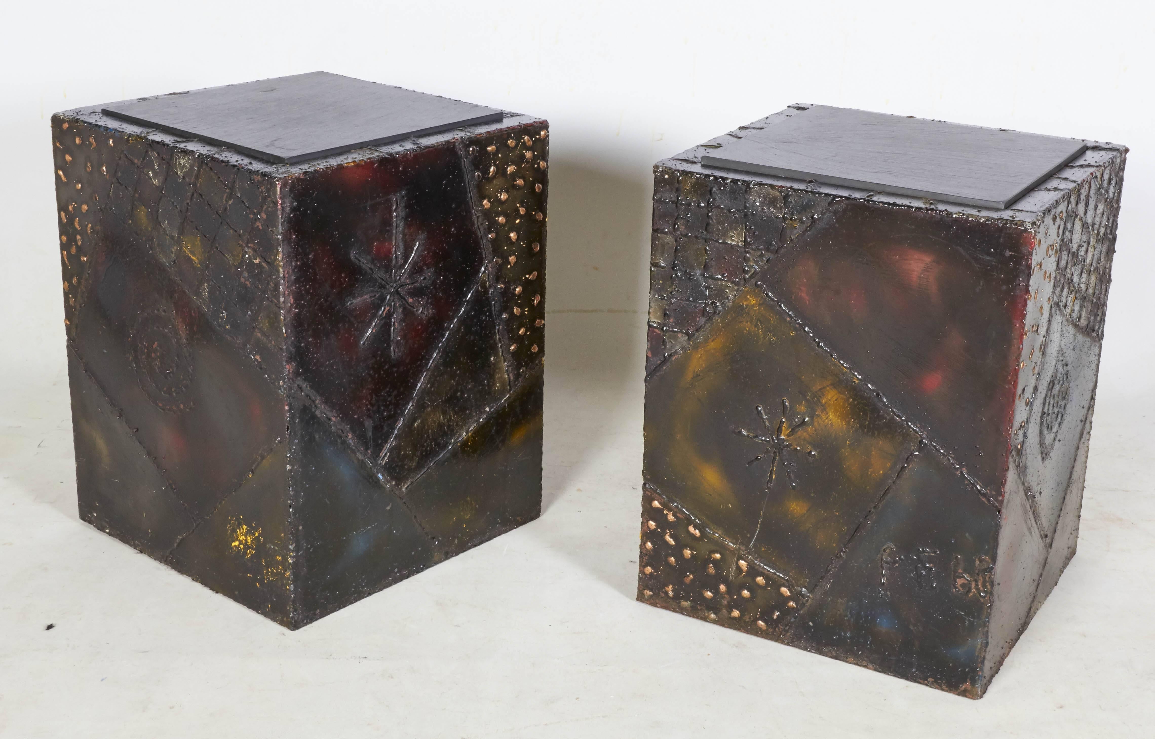 Pair of Paul Evans Welded Polychromed End Tables, 1968 In Good Condition In New York, NY