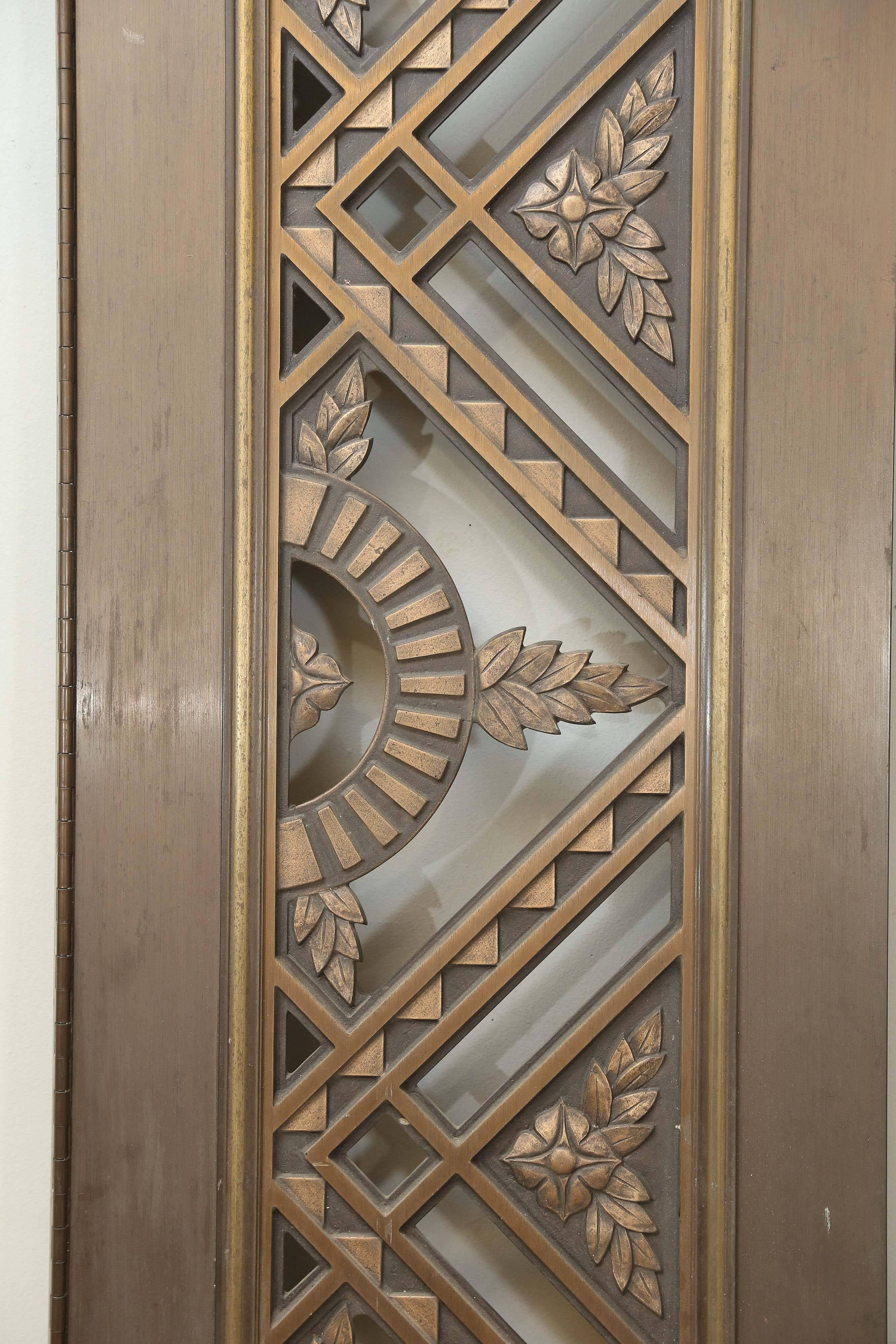 Mid-20th Century Two French Art Deco Bronze/Copper Doors