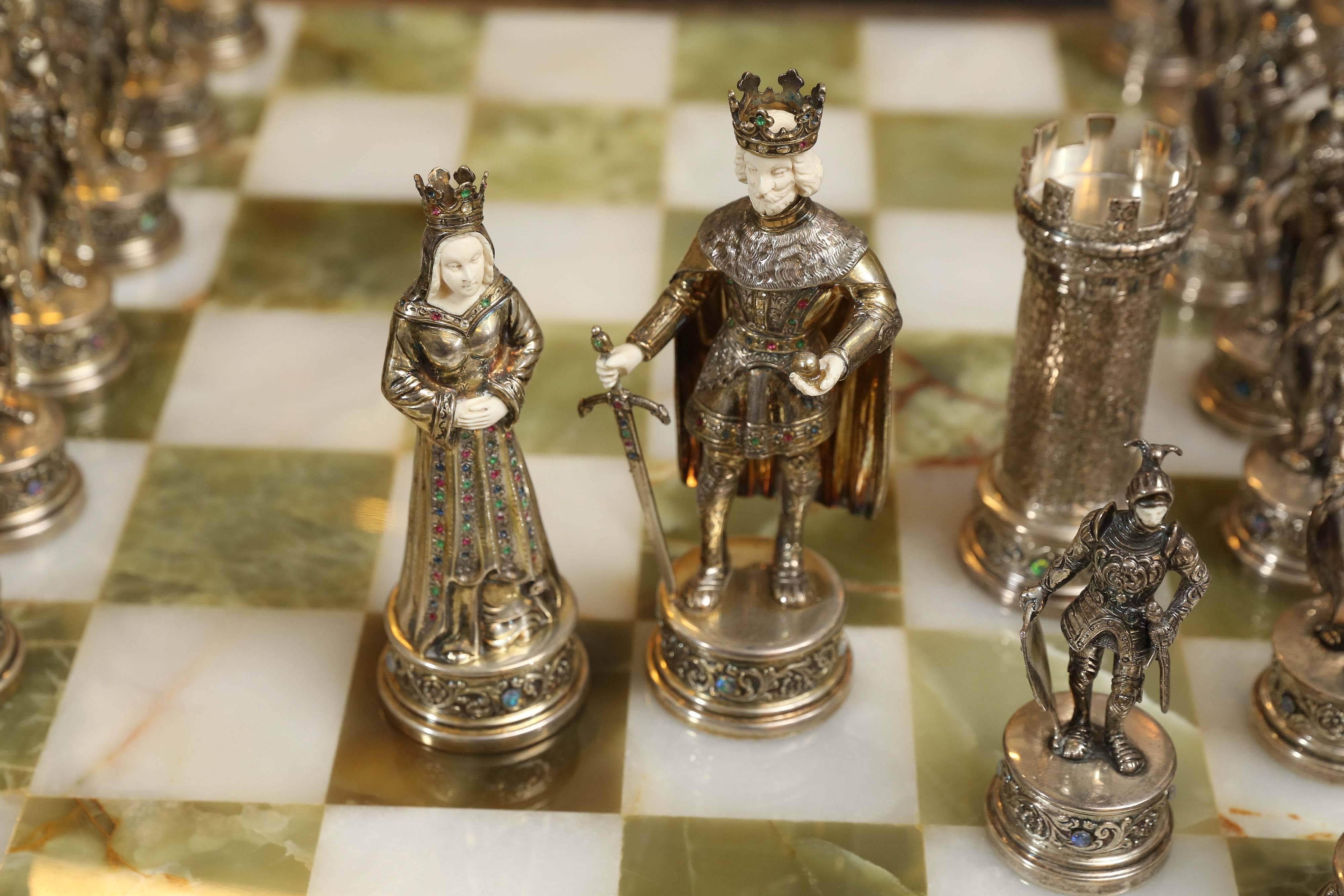 sterling silver chess pieces