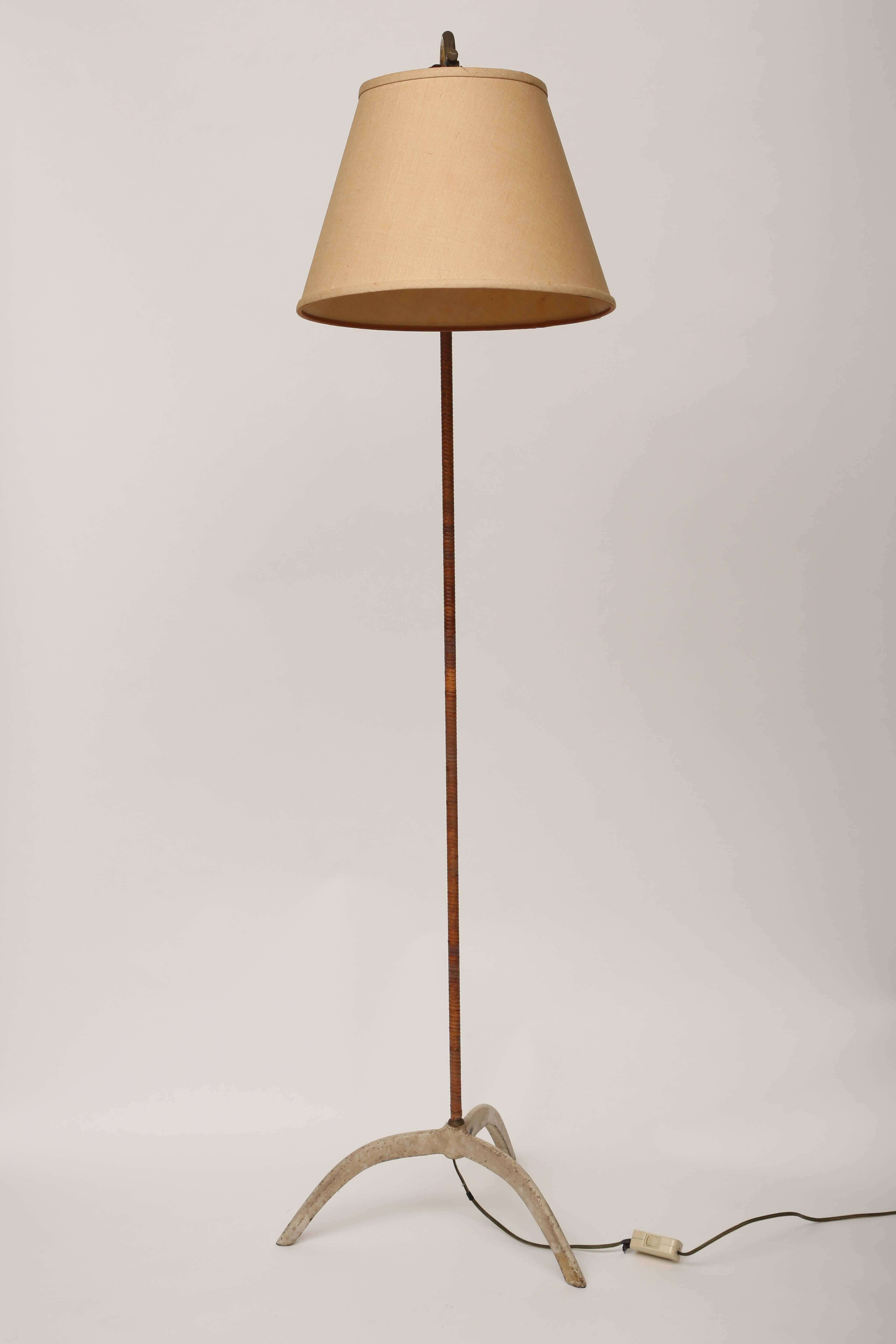 Paavo Tynell Cane Adjustable Floor Lamp In Good Condition In West Palm Beach, FL