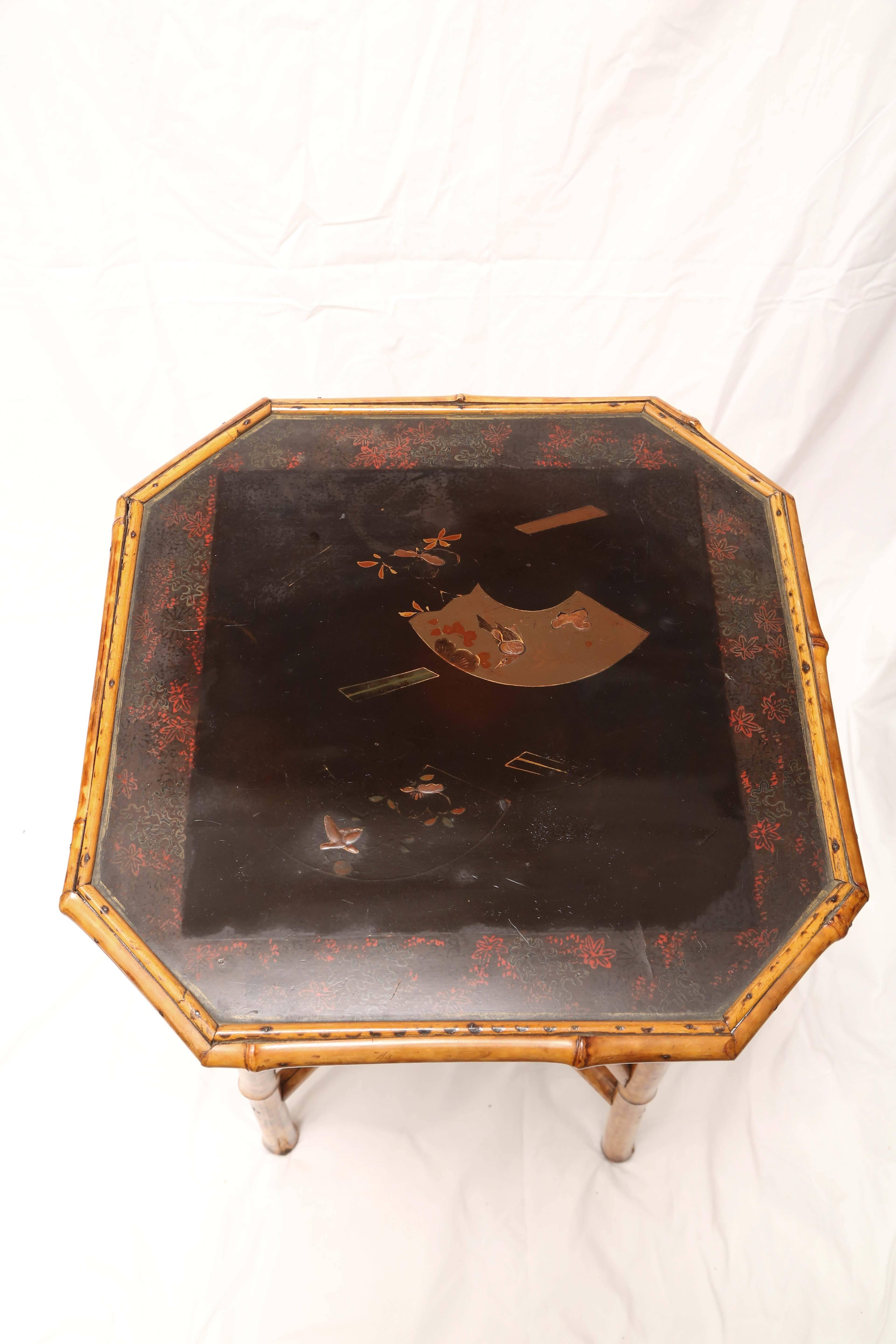 Fine 19th Century English Bamboo Lacquer Side Table In Excellent Condition In West Palm Beach, FL