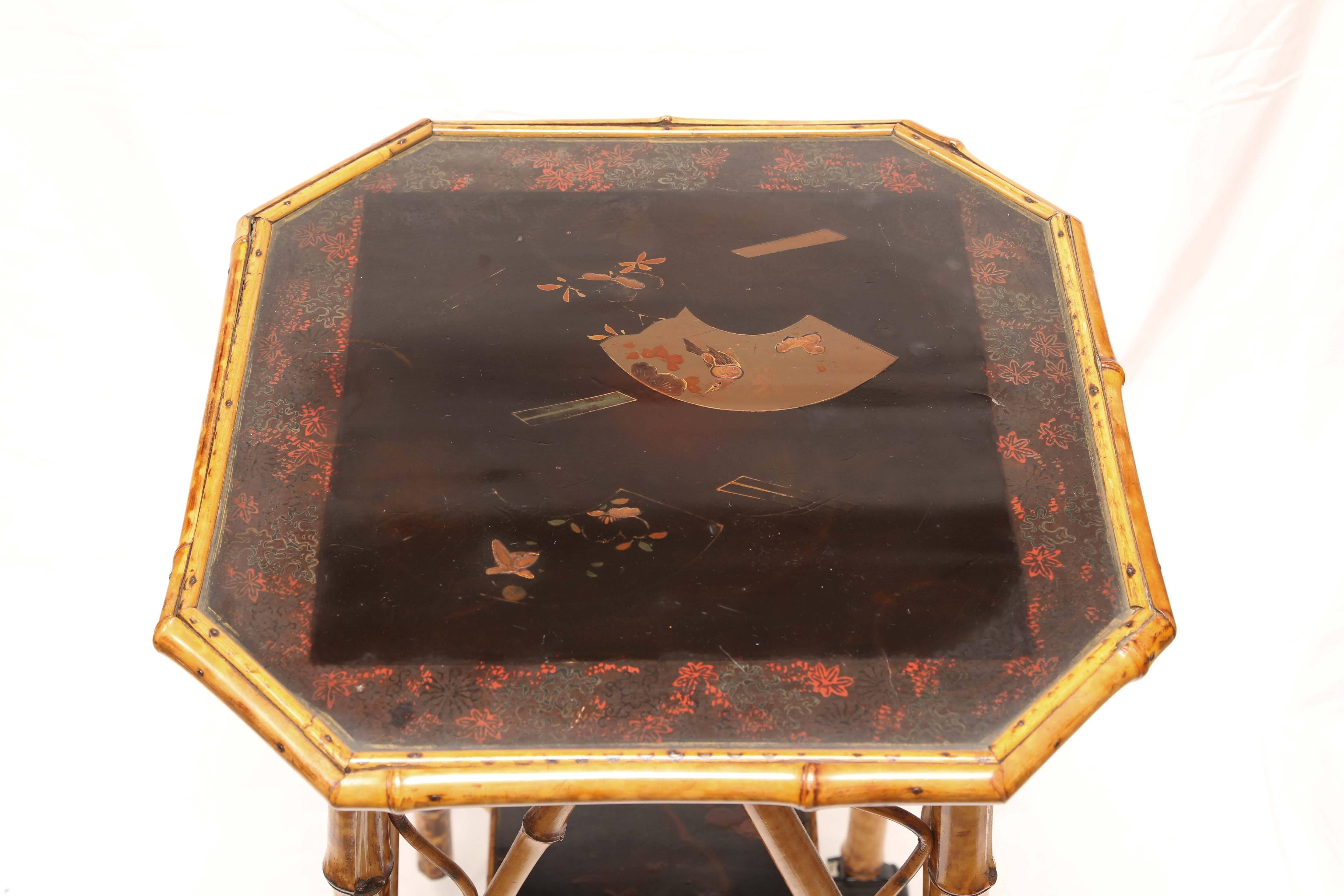 Fine 19th Century English Bamboo Lacquer Side Table 1