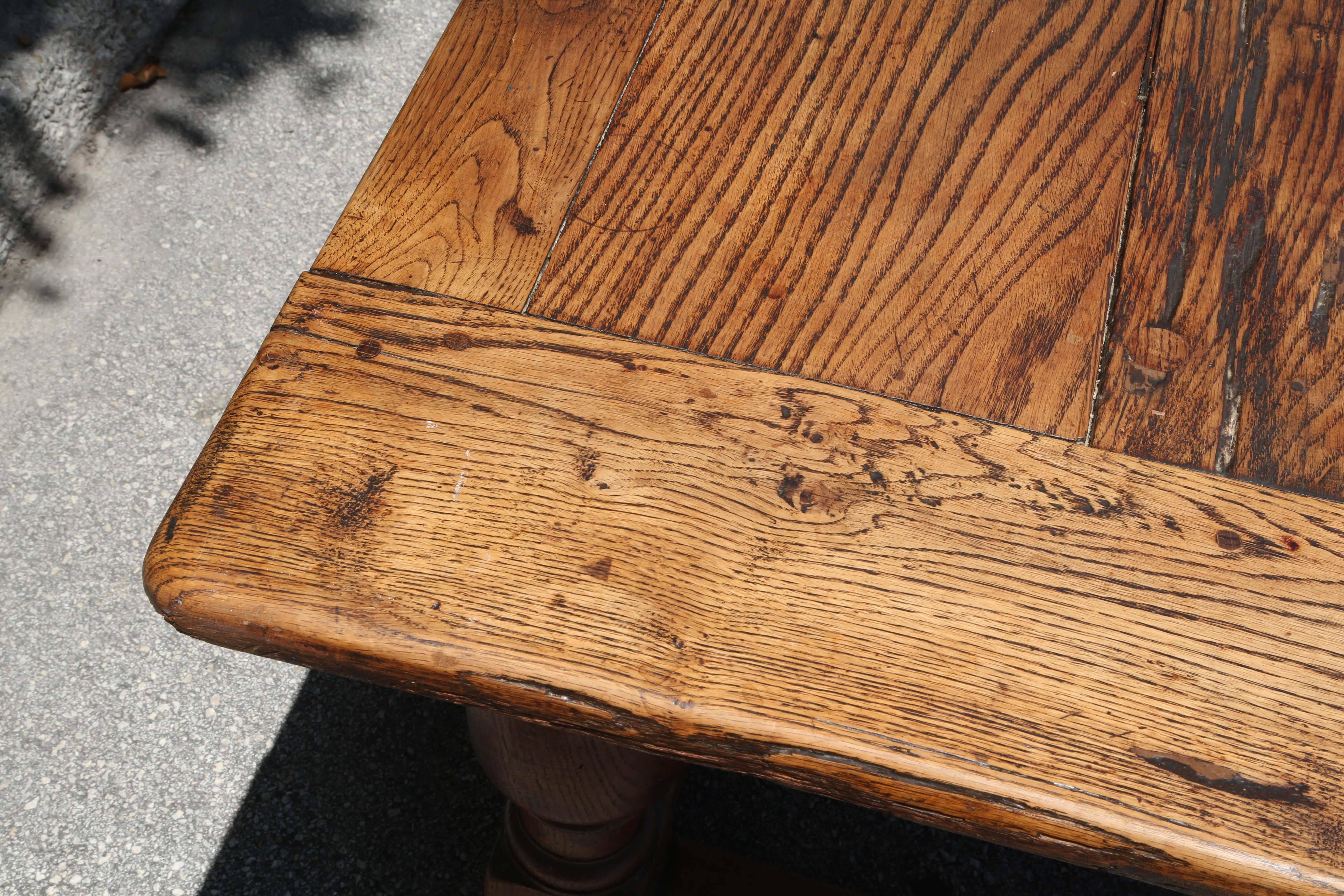 19th Century English Large Solid Oak Refractory Dining or Kitchen Table 1