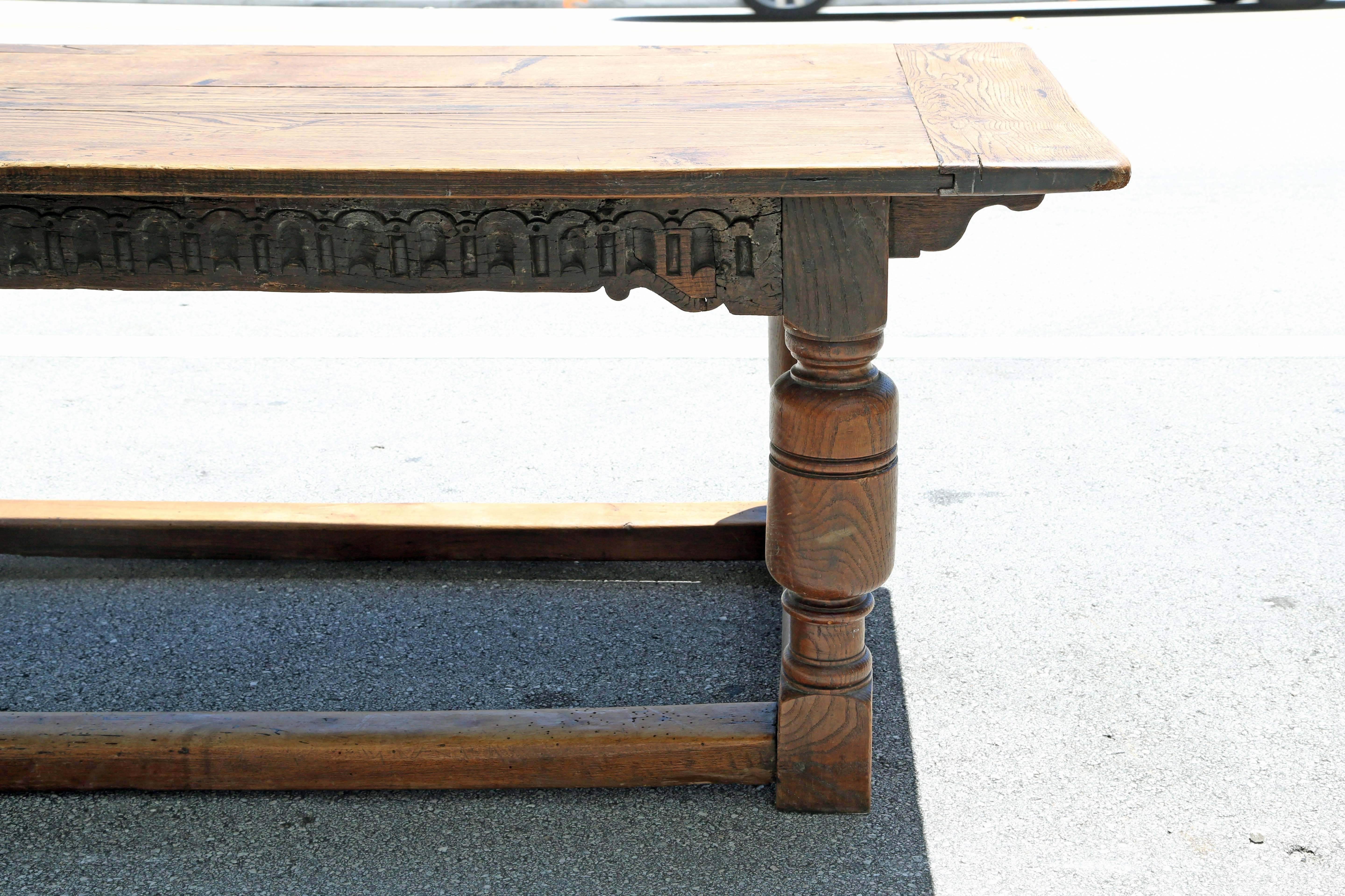19th Century English Large Solid Oak Refractory Dining or Kitchen Table 2