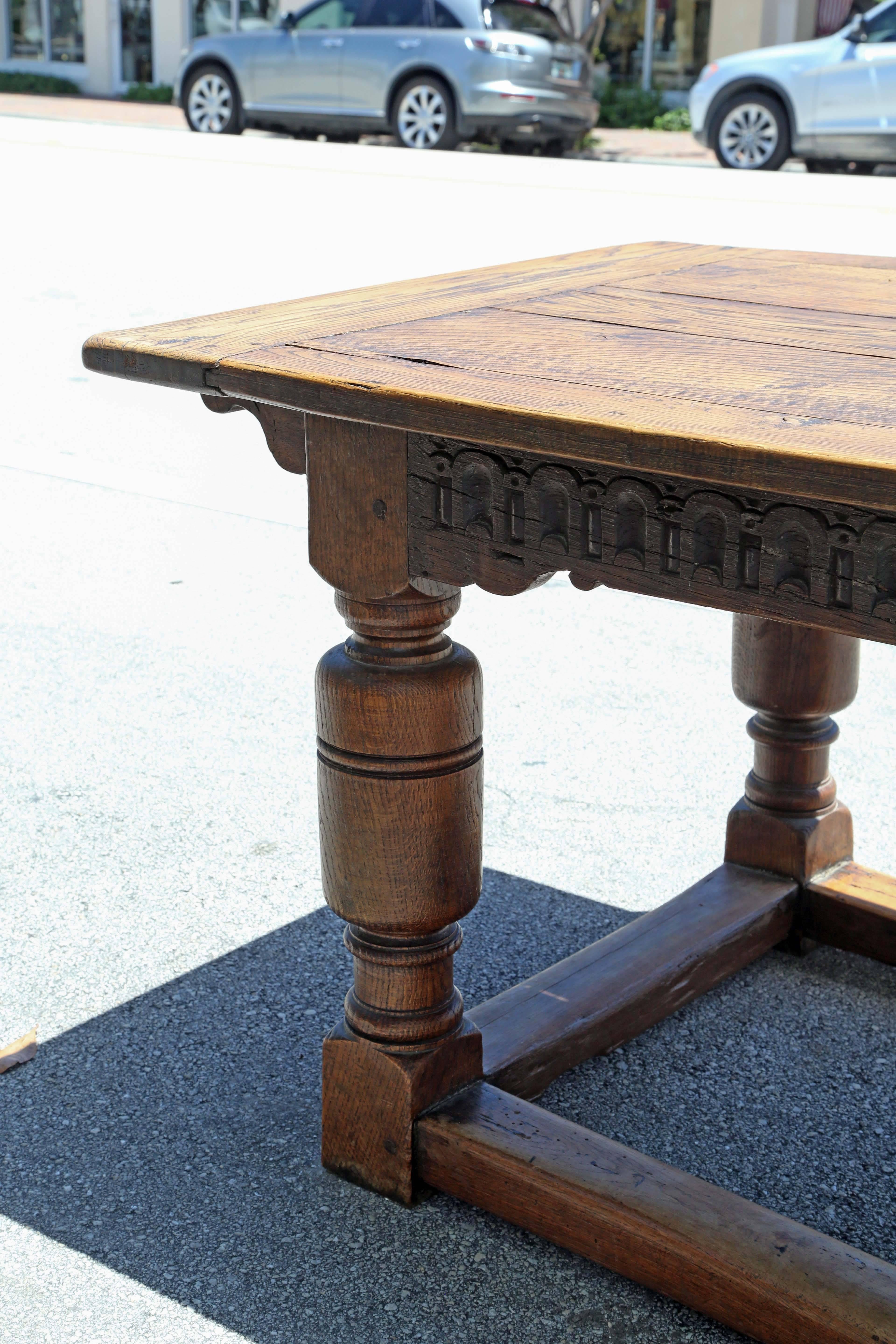 19th Century English Large Solid Oak Refractory Dining or Kitchen Table 3