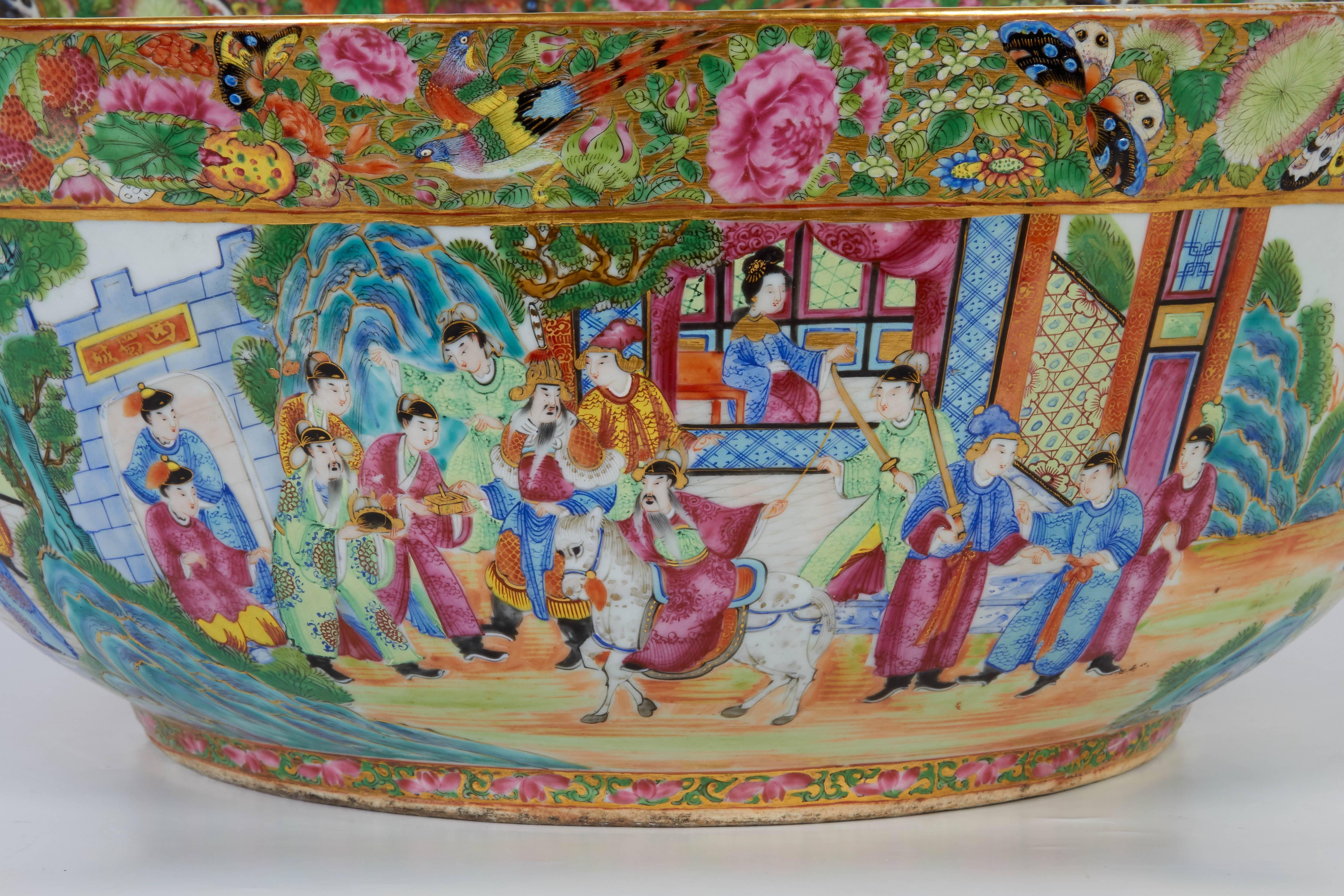 19th Century Chinese Export 'Canton Famille Rose, ' or 'Rose Medallion' Large Center Bowl