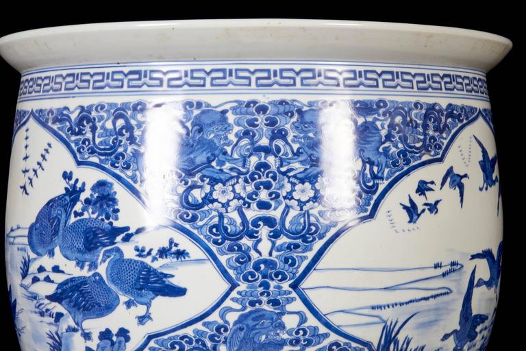 Large Pair of Chinese Blue and White Porcelain Planters/Fishbowls ...
