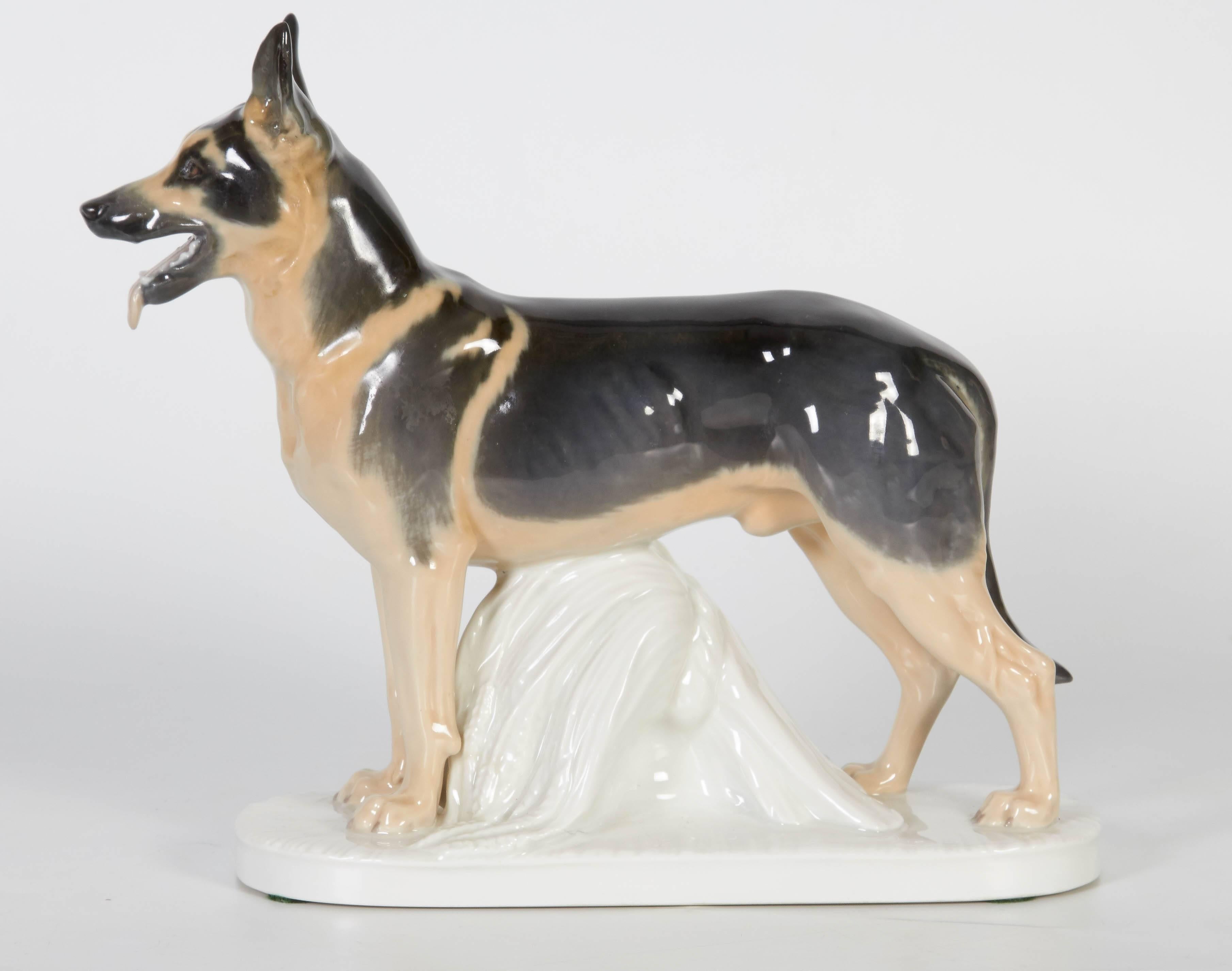 Meissener Porzellanfigur eines deutschen Hirtenhundes (Art nouveau)