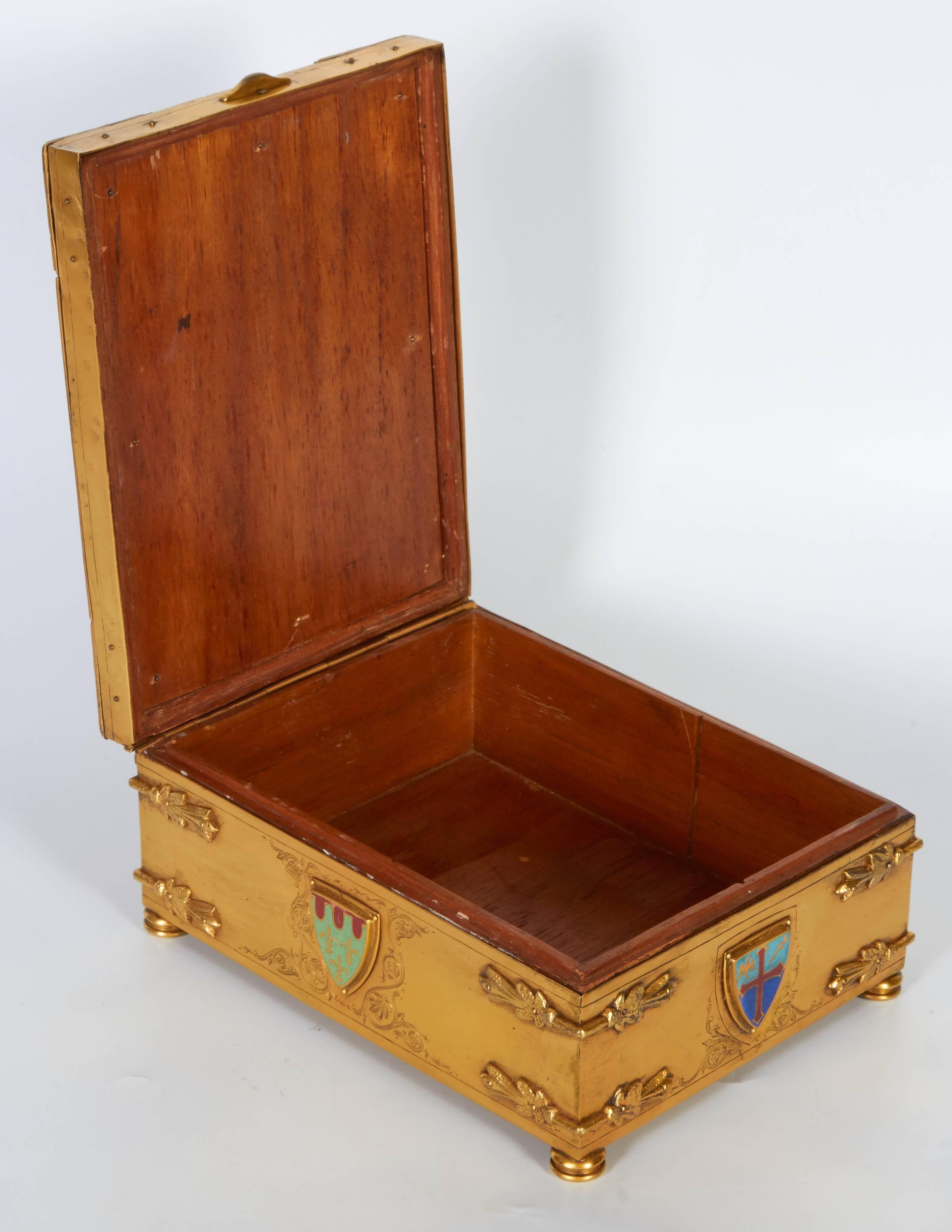 American Bronze and Enameled Box/Humidor by E.F. Caldwell, New York, 1900s For Sale 2