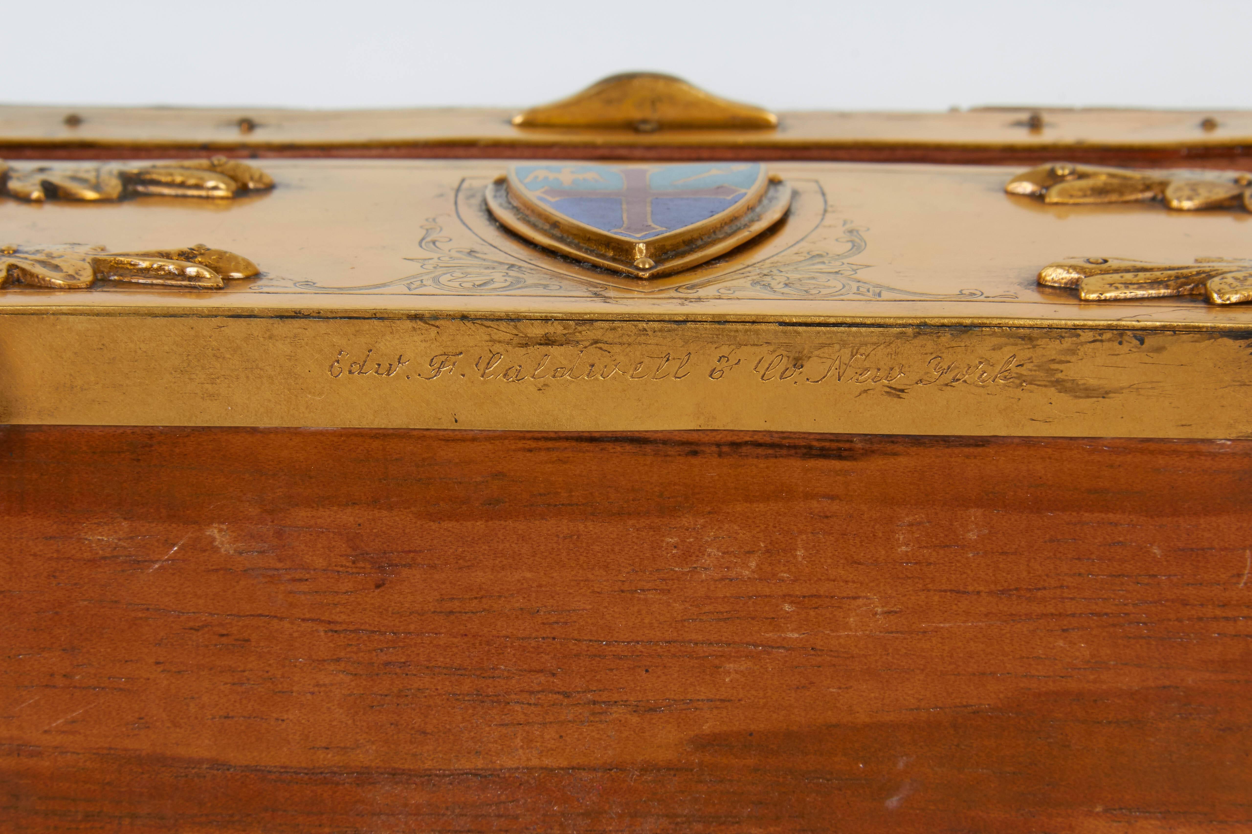 American Bronze and Enameled Box/Humidor by E.F. Caldwell, New York, 1900s For Sale 3