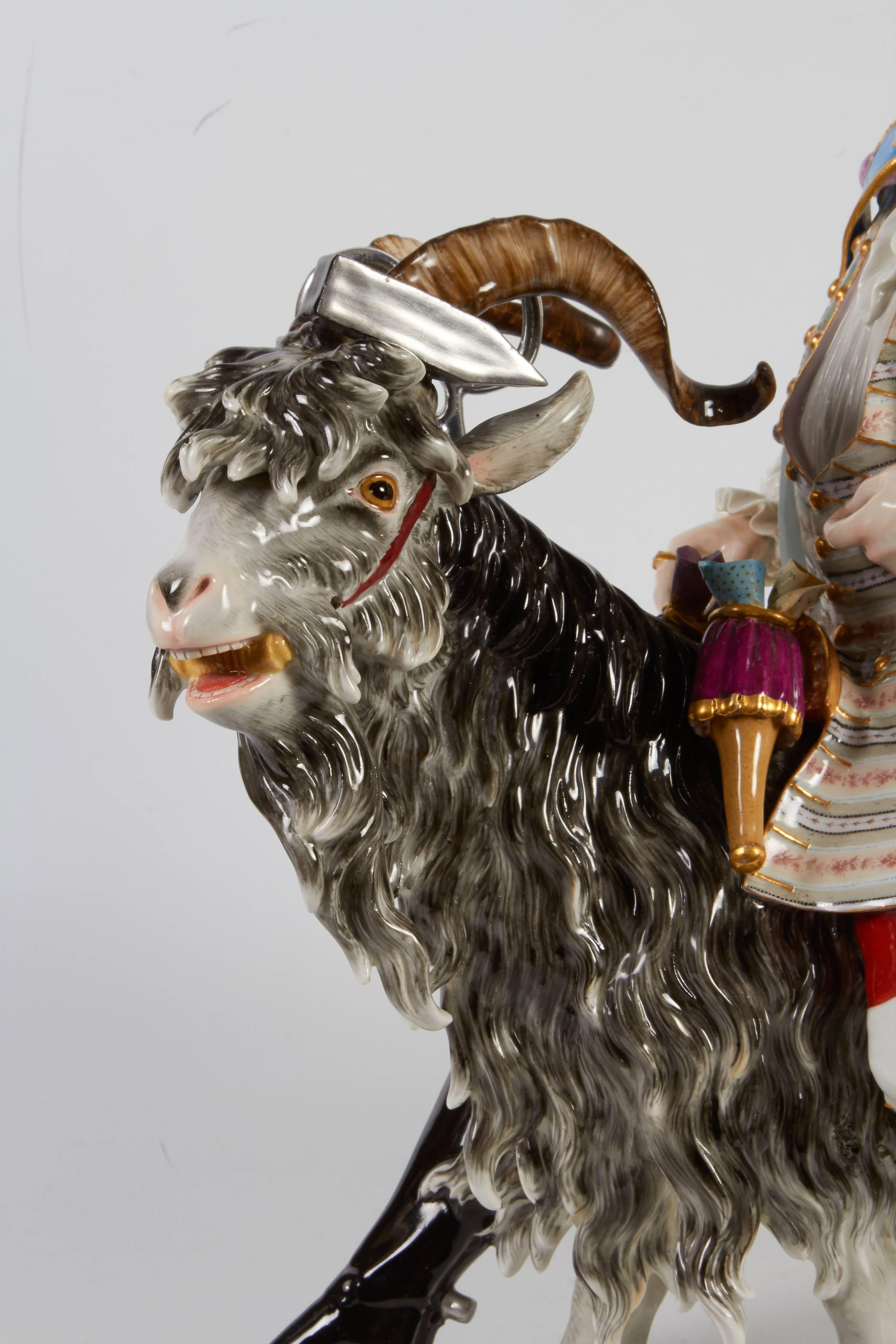 Baroque Large Meissen Model of Count Bruhl's Tailor on the Goat, circa Mid-Late 1800s