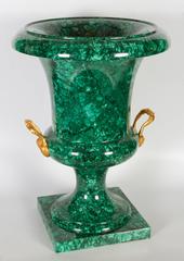 Large Russian Neoclassical Malachite and Ormolu Urn or Vase, 19th Century