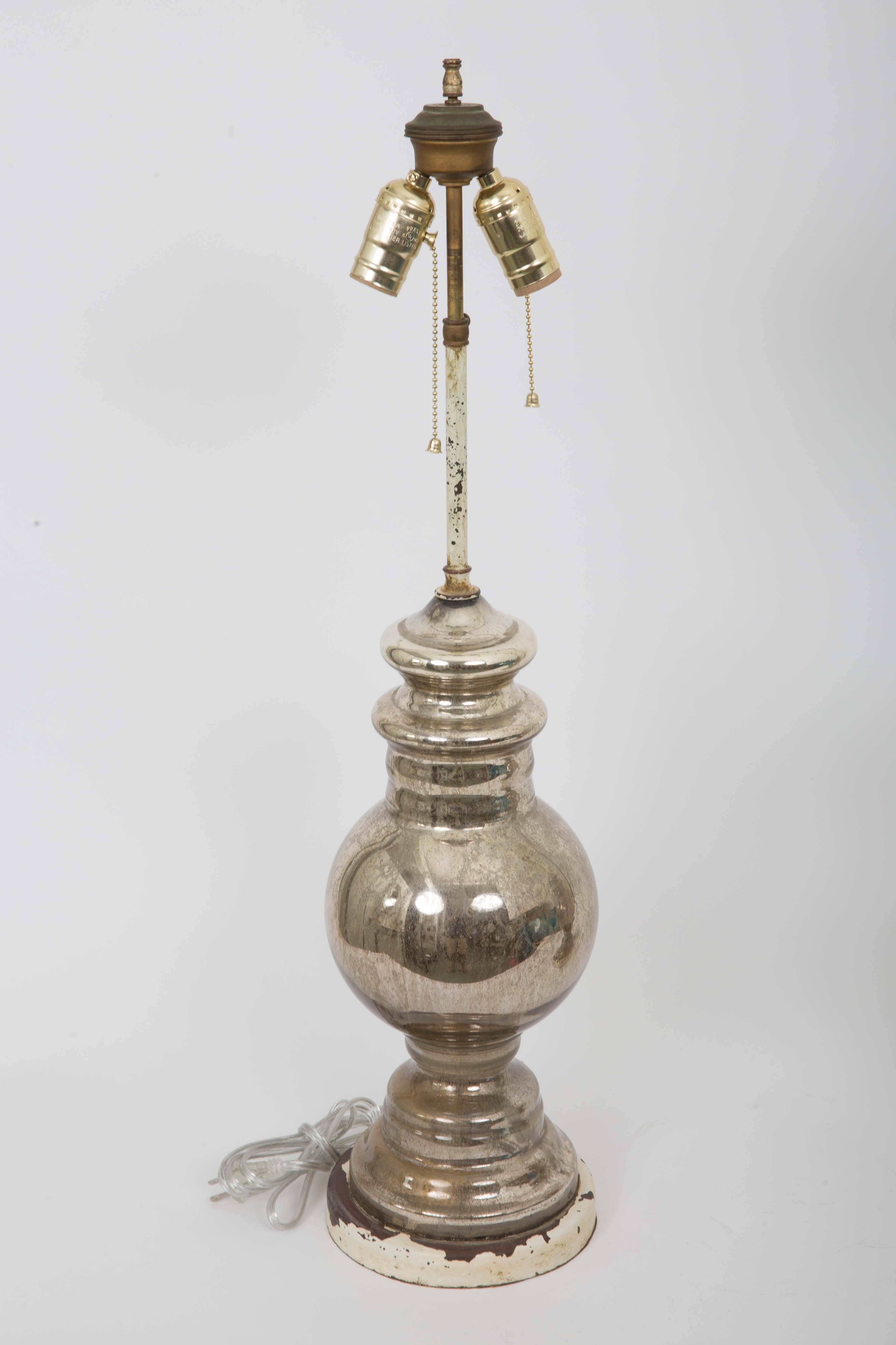 American Pair of Antique Mercury Glass Table Lamps