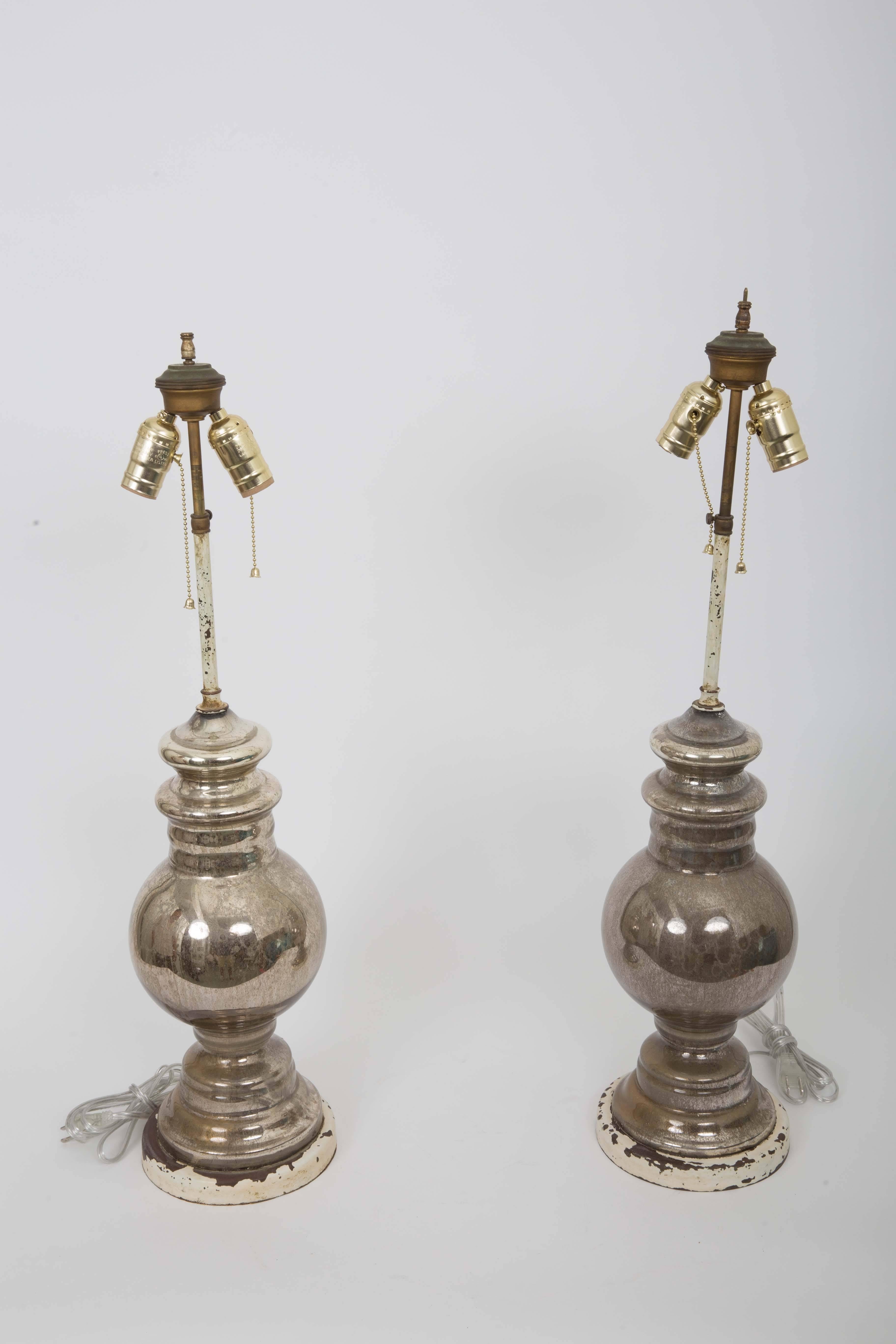Pair of Antique Mercury Glass Table Lamps 4