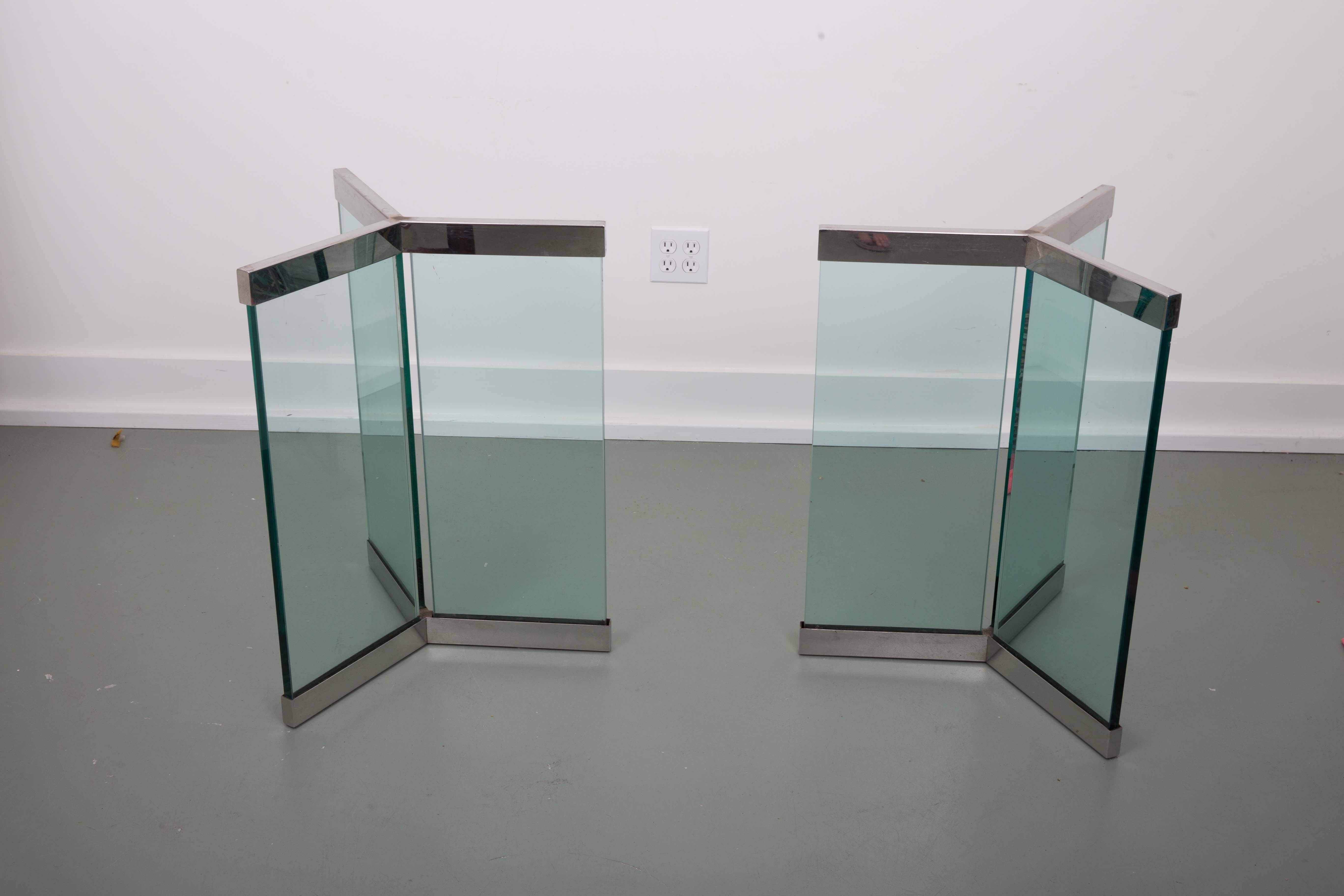 20th Century Glass and Chrome Y-Shape Table Bases