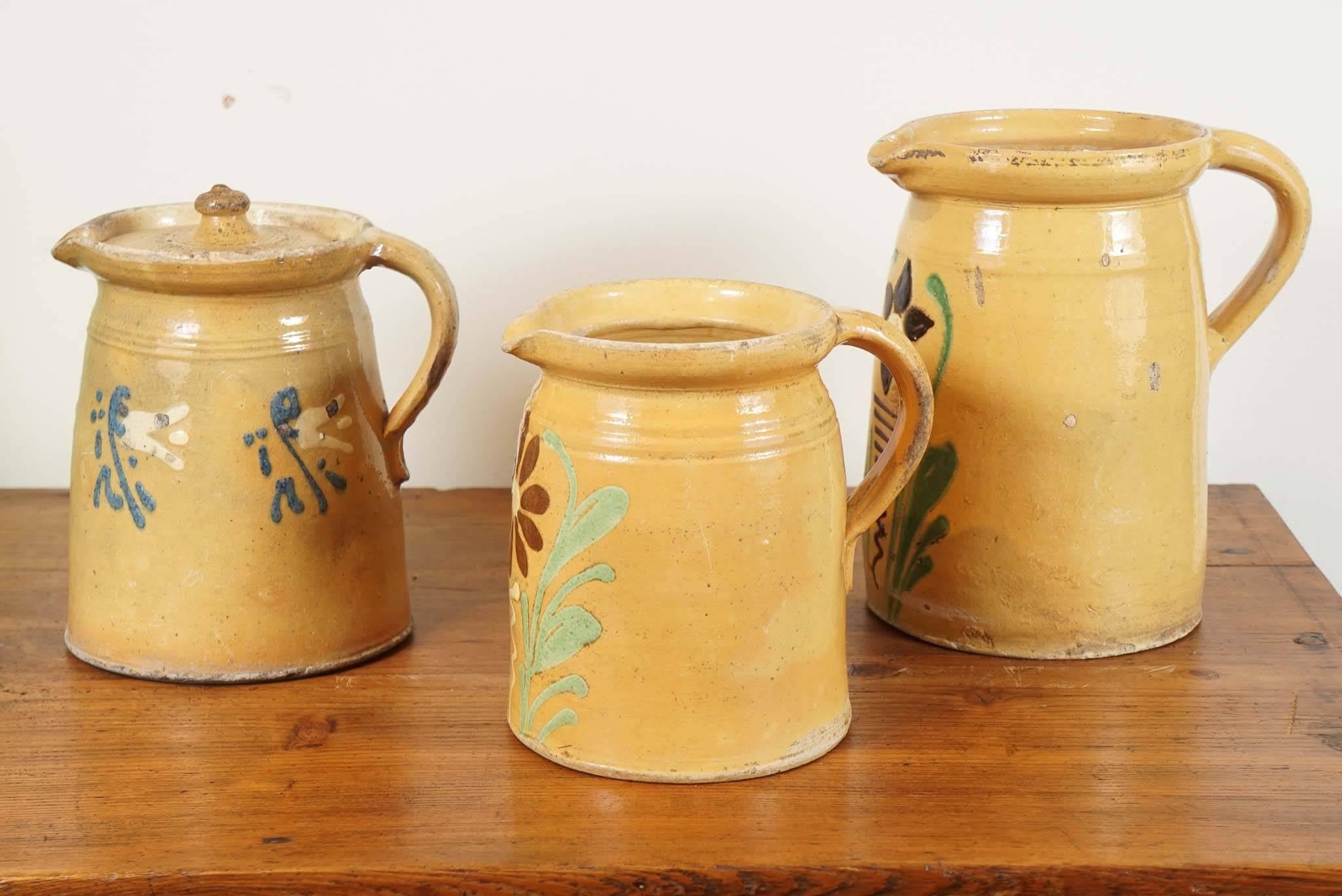 These pieces are part of a larger collection of French pottery. These are beautiful painted pieces from the Alsace region of France. We love this collection and are showing 3 examples. Please keep in mind that the pricing is for each piece not the