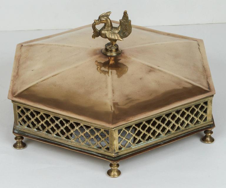 Vintage Brass Hexagonal Box with Lid at 1stDibs
