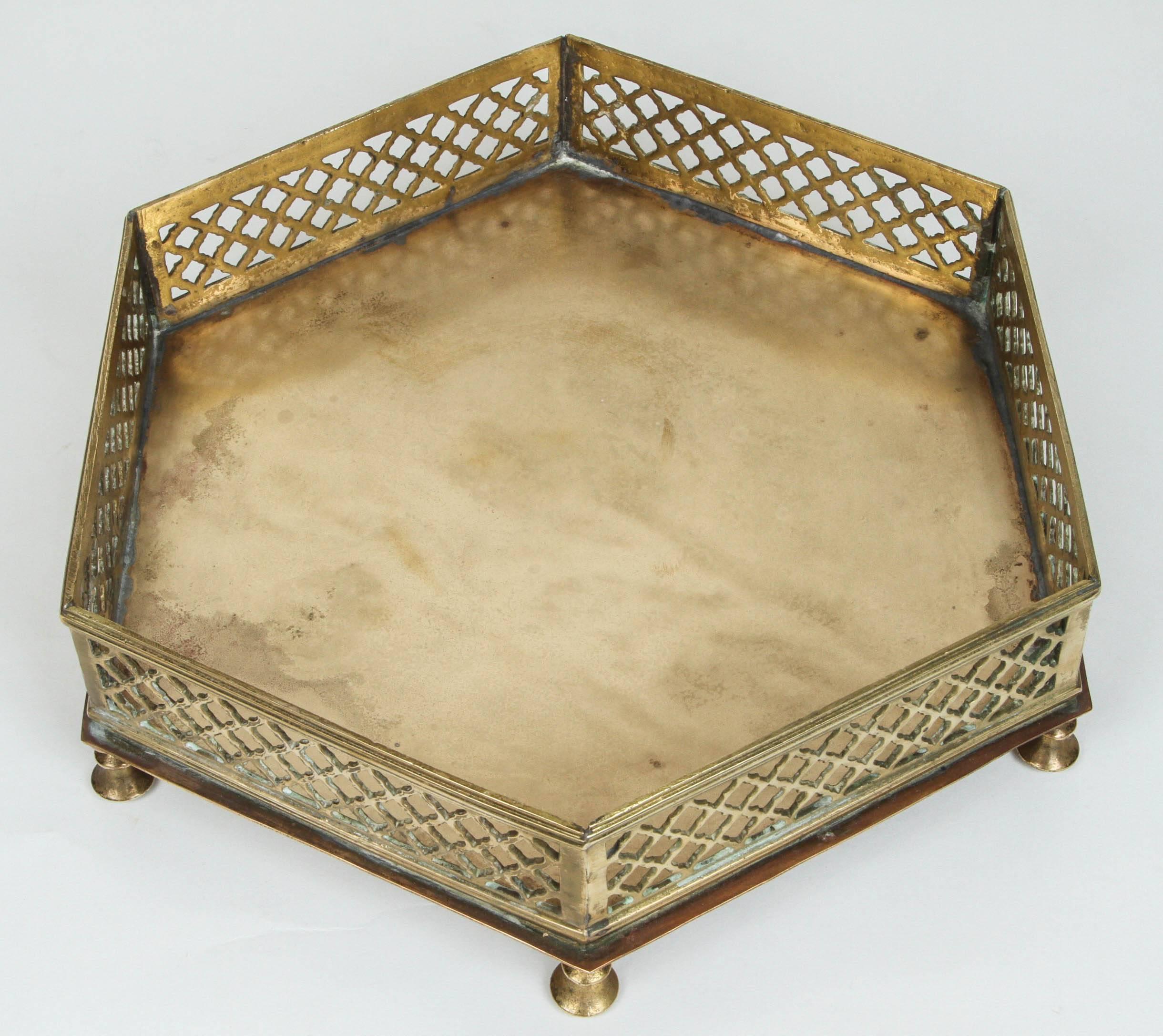 Vintage Brass Hexagonal Box with Lid 1