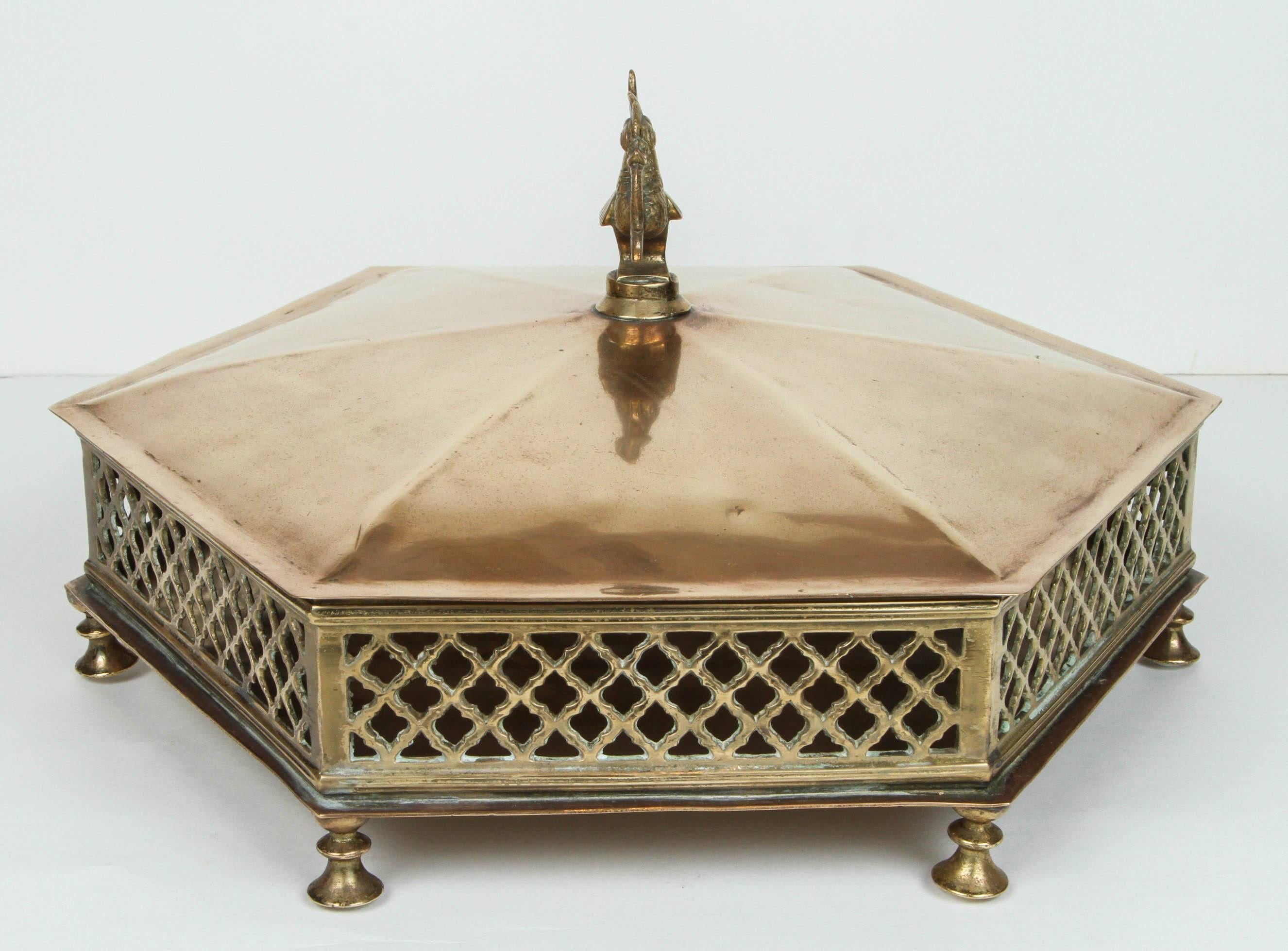 Vintage Brass Hexagonal Box with Lid 2