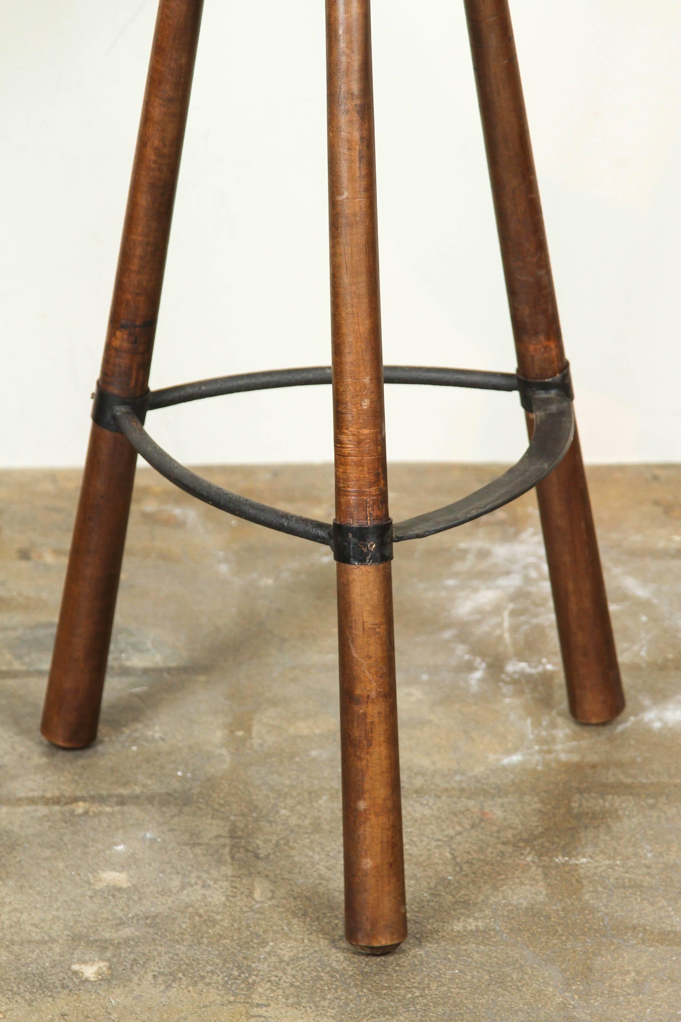 Carved Wooden and Iron Stool 1