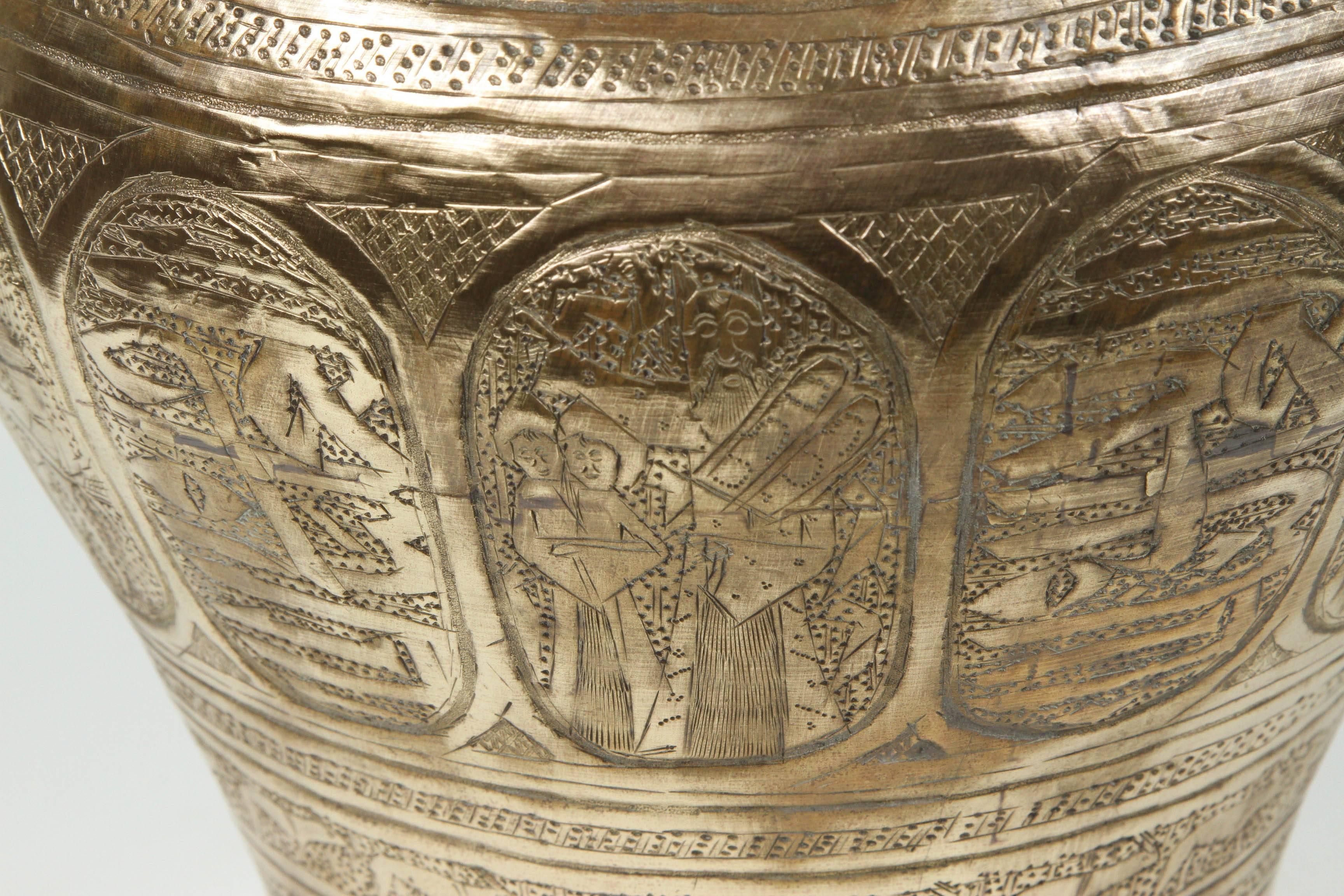 Egyptian Brass Vase with Moses Story and Calligraphy 2