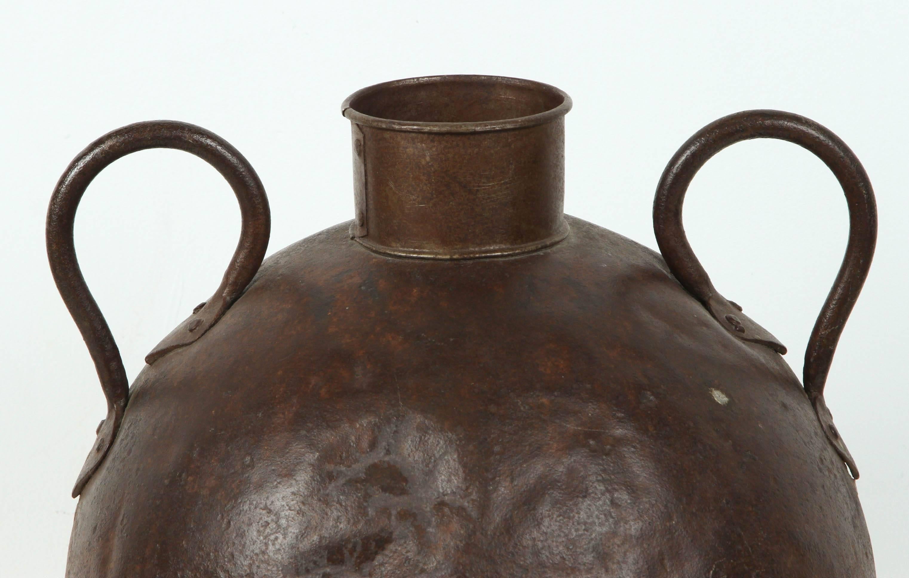 19th Century Antique Metal Water Jar with Handles
